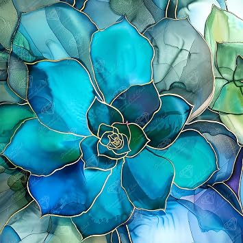 DIAMOND ART CLUB Shimmering Succulents Diamond Painting Kit, Fun DIY Crafts for Adults, Round Diamond Art Canvas, 13 x 13 (33 cm x 33 cm)