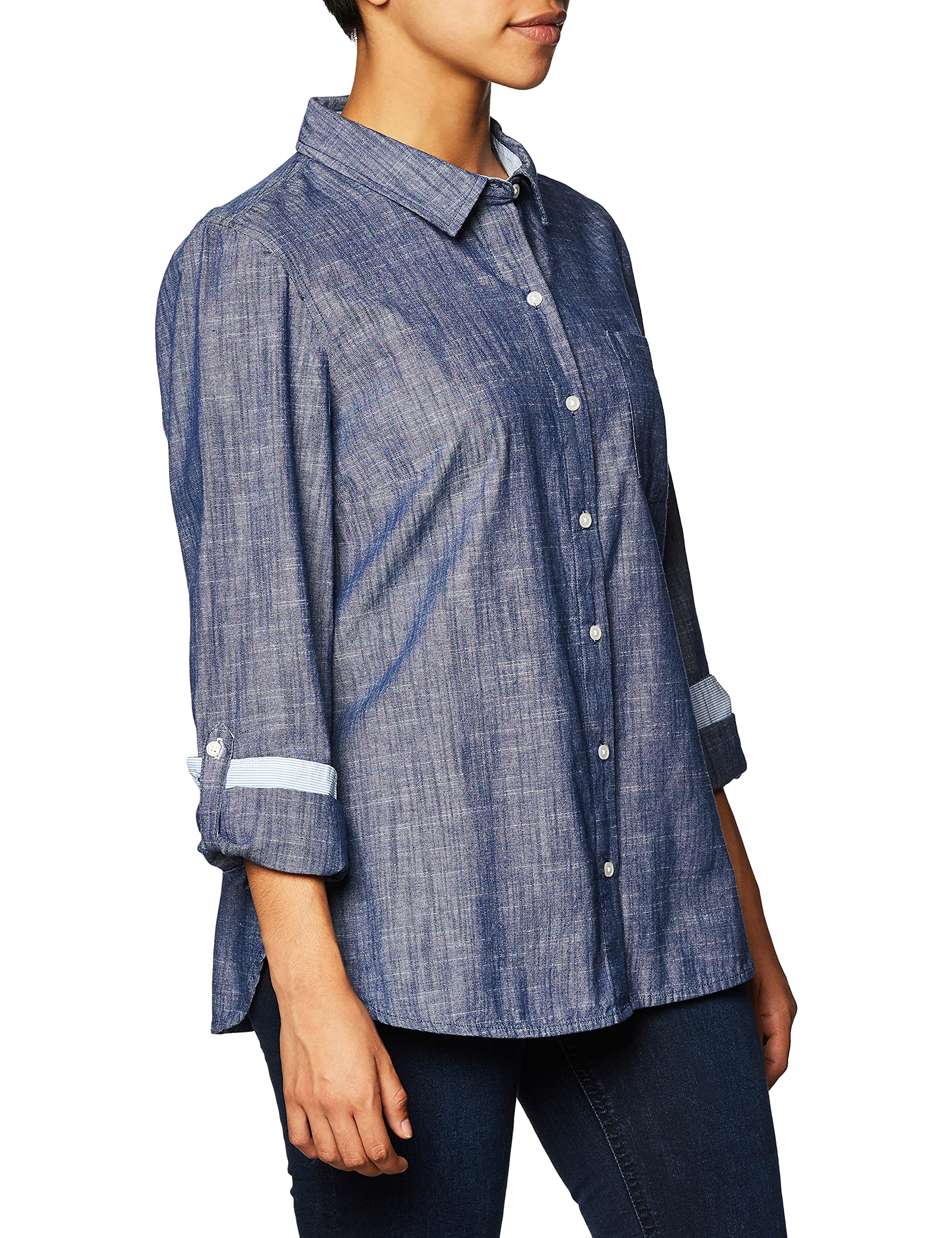 Tommy Hilfiger Chemise À Languette Roulante-Chambray Bouton Bas Femme