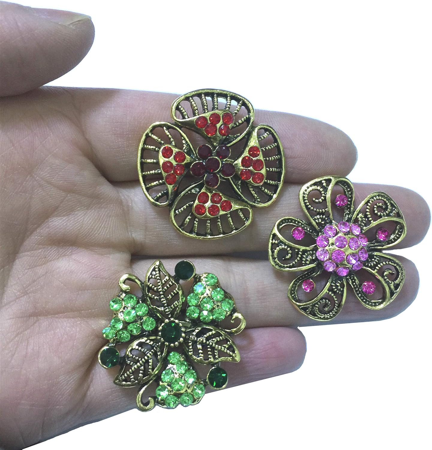 Ezing Lot 24pc Shining Rhinestone Crystal Brooches Pins DIY Wedding Bouquet Kit (E) - Image 7