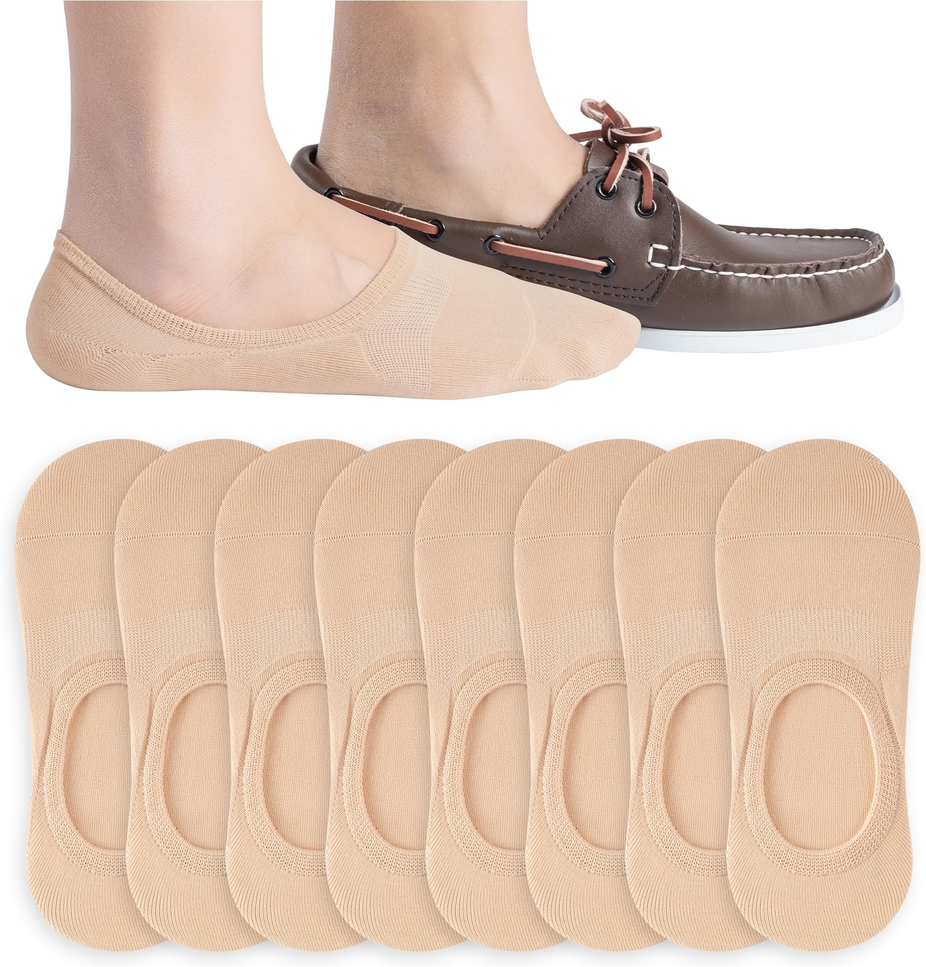 No Show Socks Men - Non Slip, Invisible & Low Cut Ankle - Casual & Formal Socks for Men - Soft & Stretchable Cotton