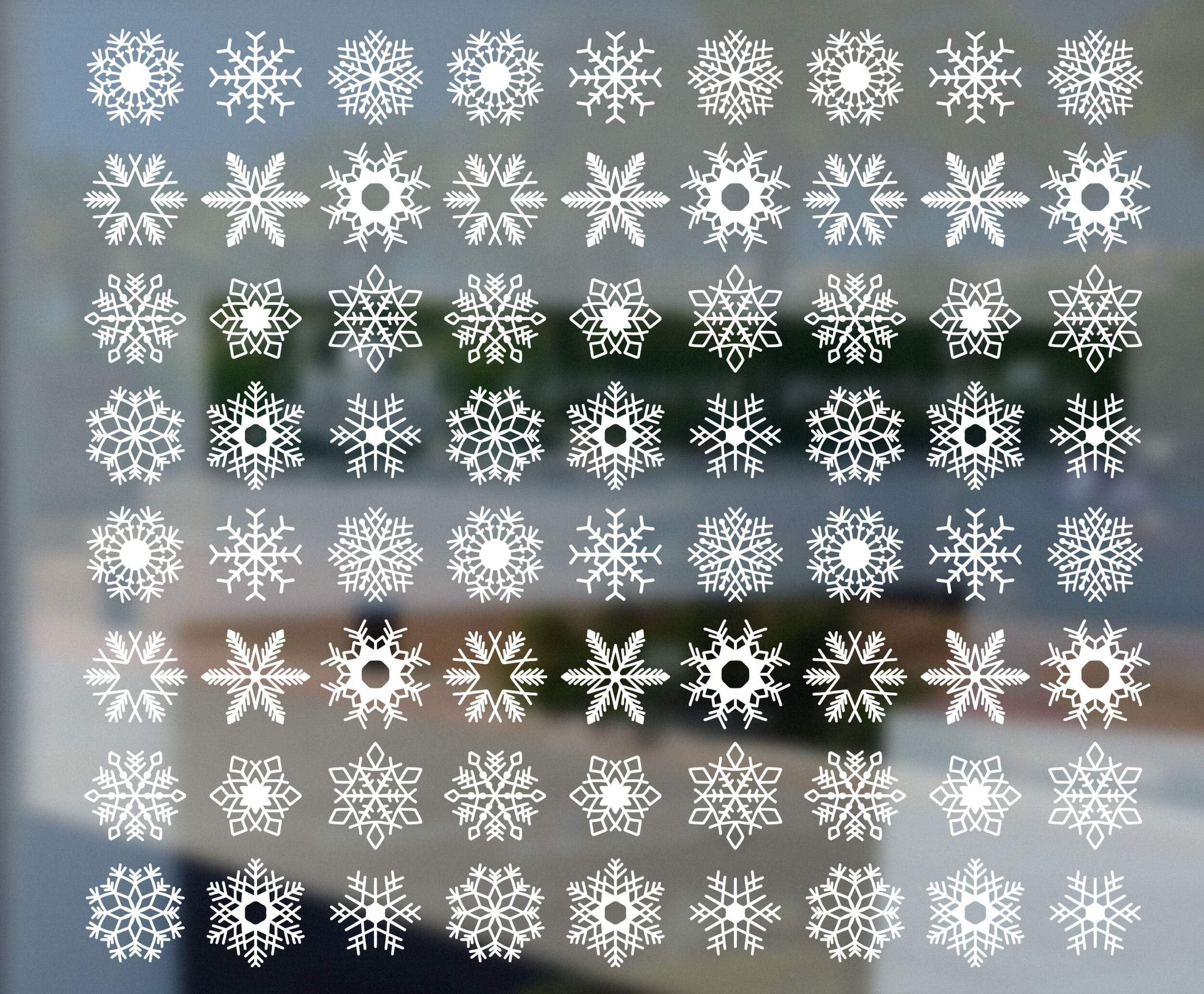 Quotemywall White 72 Snowflake Window Stickers, Christmas Window Decals, Snowflake Stickers For Windows, Home, Office, Shop Xmas