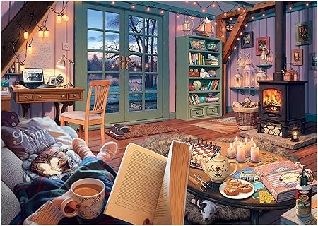 Ravensburger - Cozy Retreat - 500 Piece Large Format Jigsaw Puzzle - Enjoy The Serenity of a Simple Scene, Complete with Tea and a Good Book - Premium Quality - Puzzles for Adults