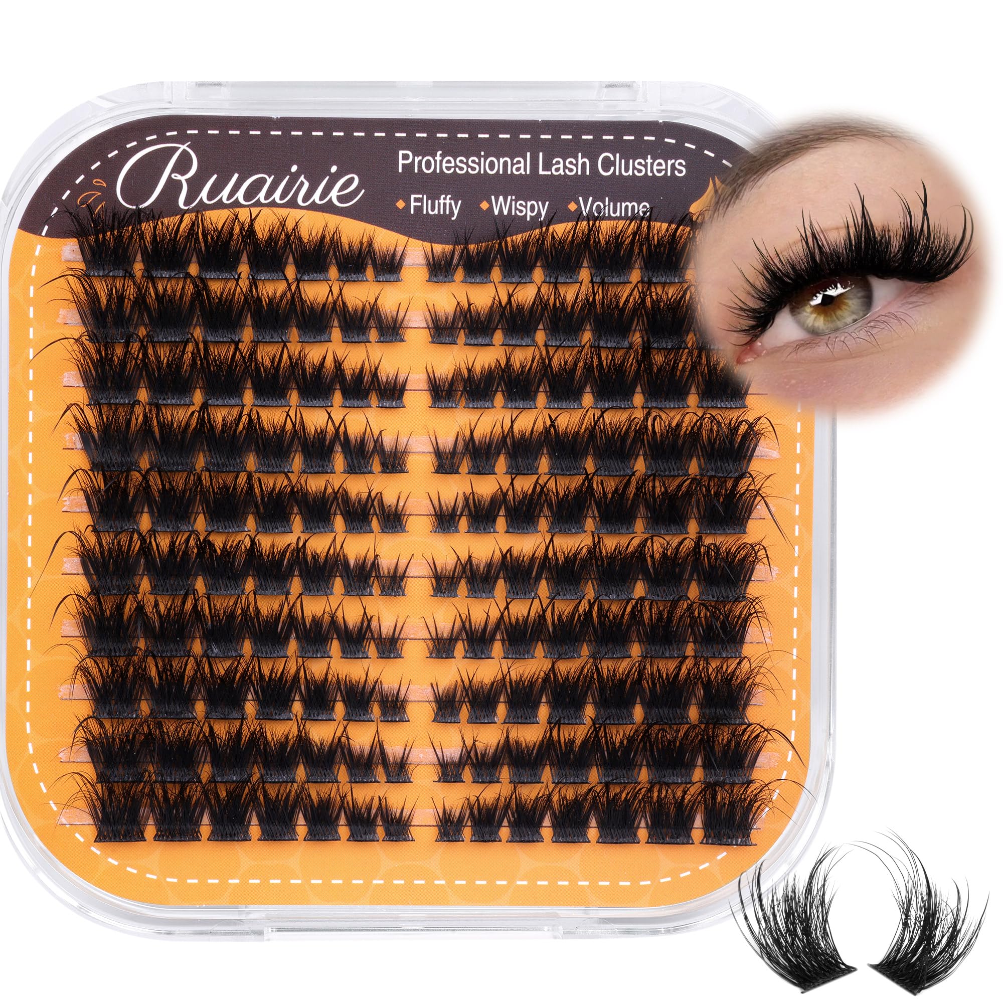 Ruairie Lash Clusters Wispy Eyelash Clusters Lash Extensions 8-18MM Individual Lashes Cat Eye Cluster Lashes Volume D-Curly Cluster Eyelashes
