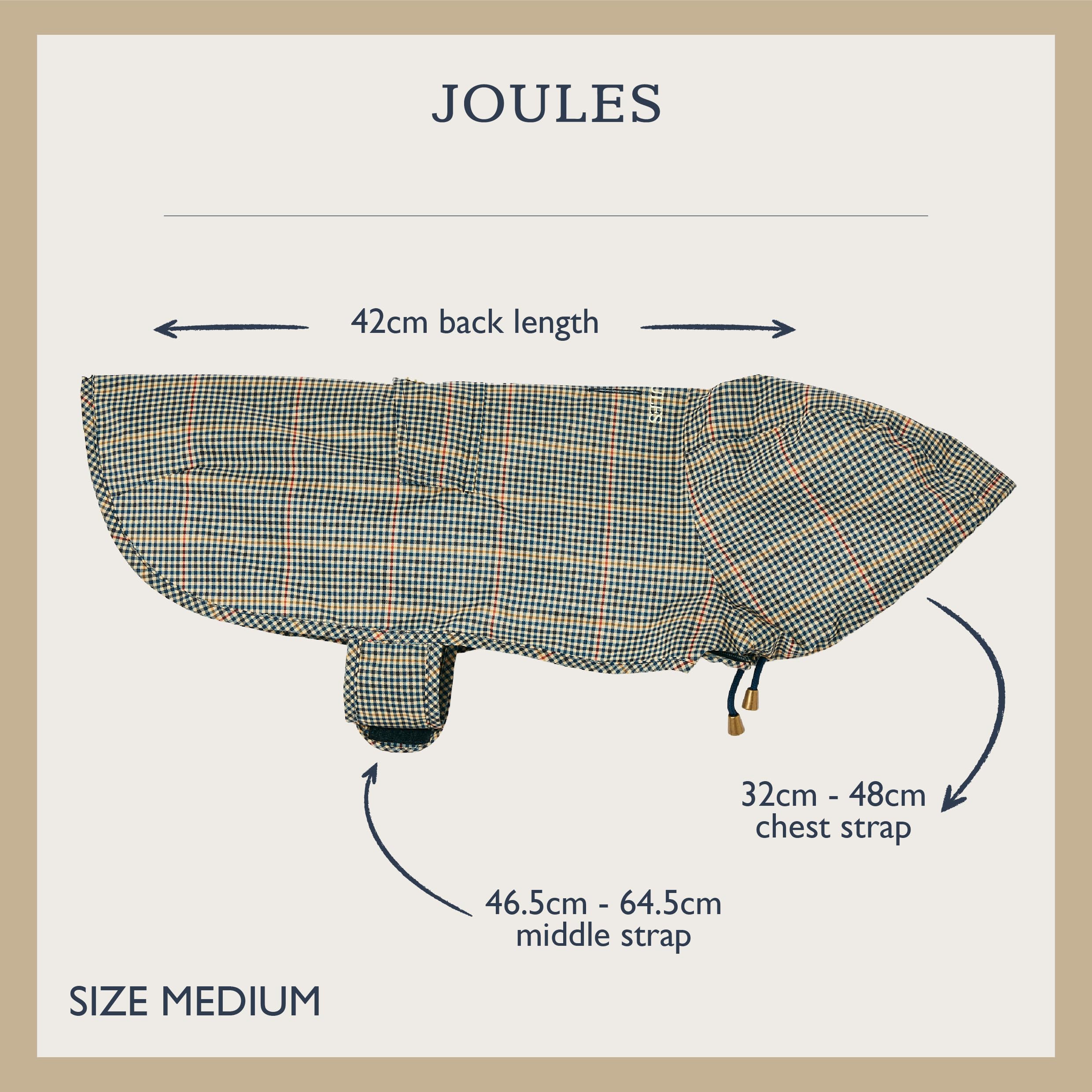 Rosewood Joules Henson Veste Pliable à Carreaux pour Chiens de Taille M, Lavable, légère et Portable, imperméable et imperméable pour Chiens de Taille Moyenne