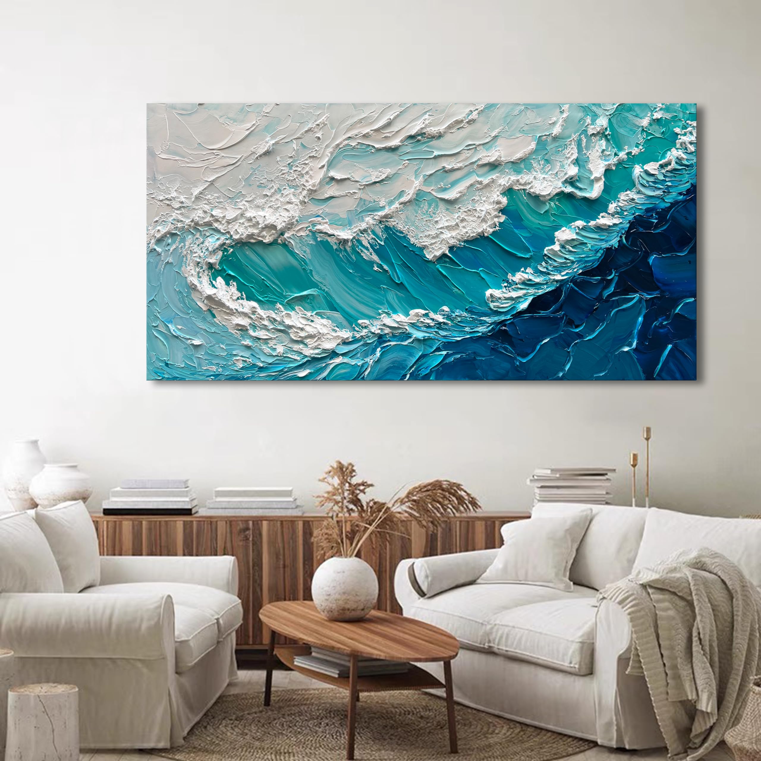 Amazon.com: NANKAI 24x48 Inches Blue Thick Texture Abstract Oil