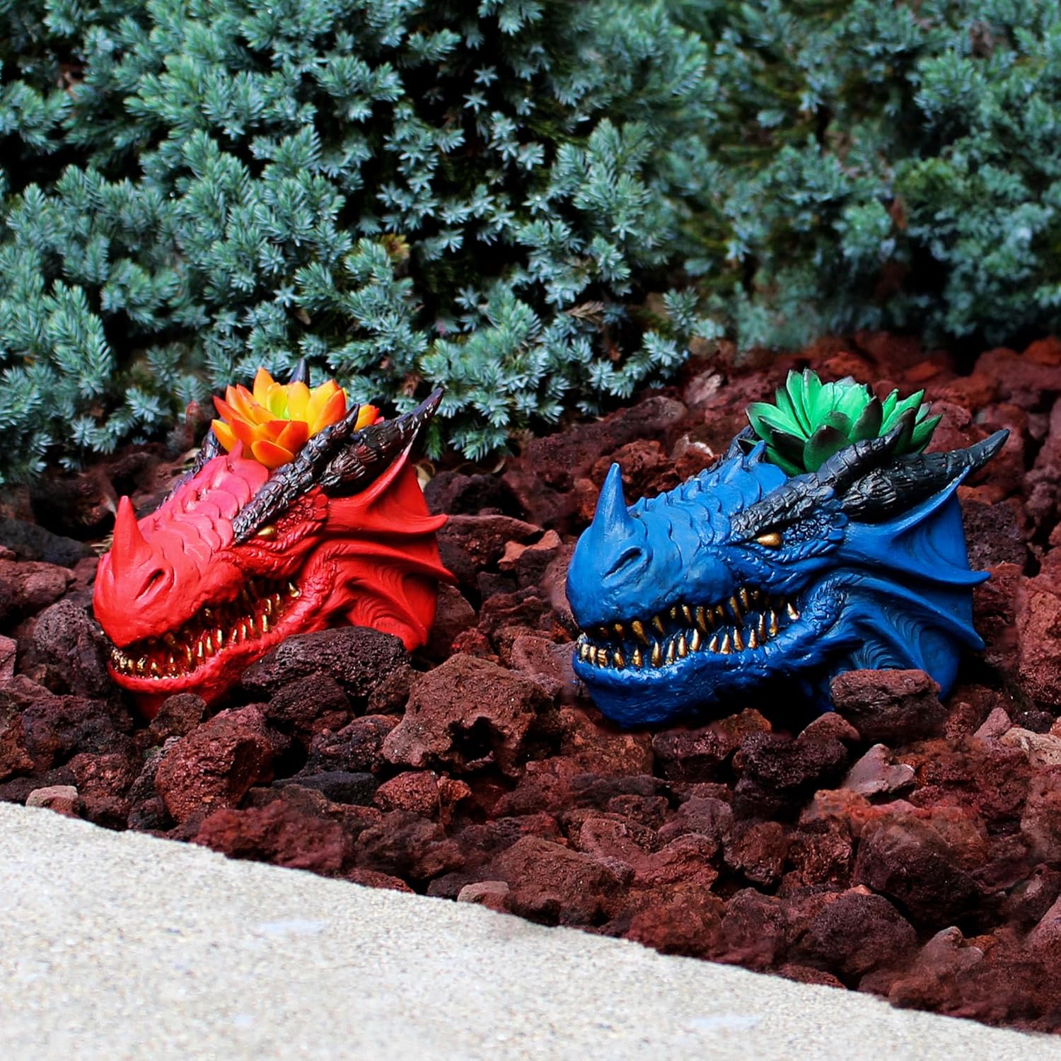 (Case Pack of 32 Pieces) Dragon Head Planter Pots (6-Inch, Set of 2); Fantasy Dragon Head Shaped Gardening Container or Home Decor 6-Inch Planter, Total of 32 Pieces