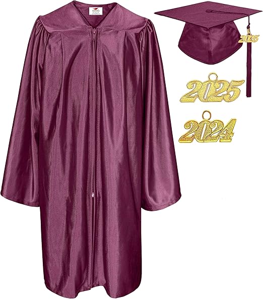 MyGradDay Shiny Kindergarten & Preschool Graduation Gown Cap Tassel 2024 & 2025 Charm