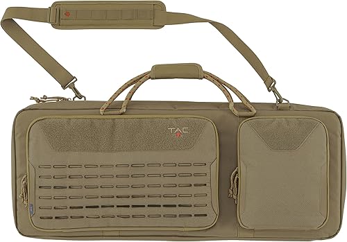 Allen Company Tac-Six - Estuche para pistola de escuadrón con cerradura de 32 pulgadas, corte láser Molle frontal, Coyote (10830)