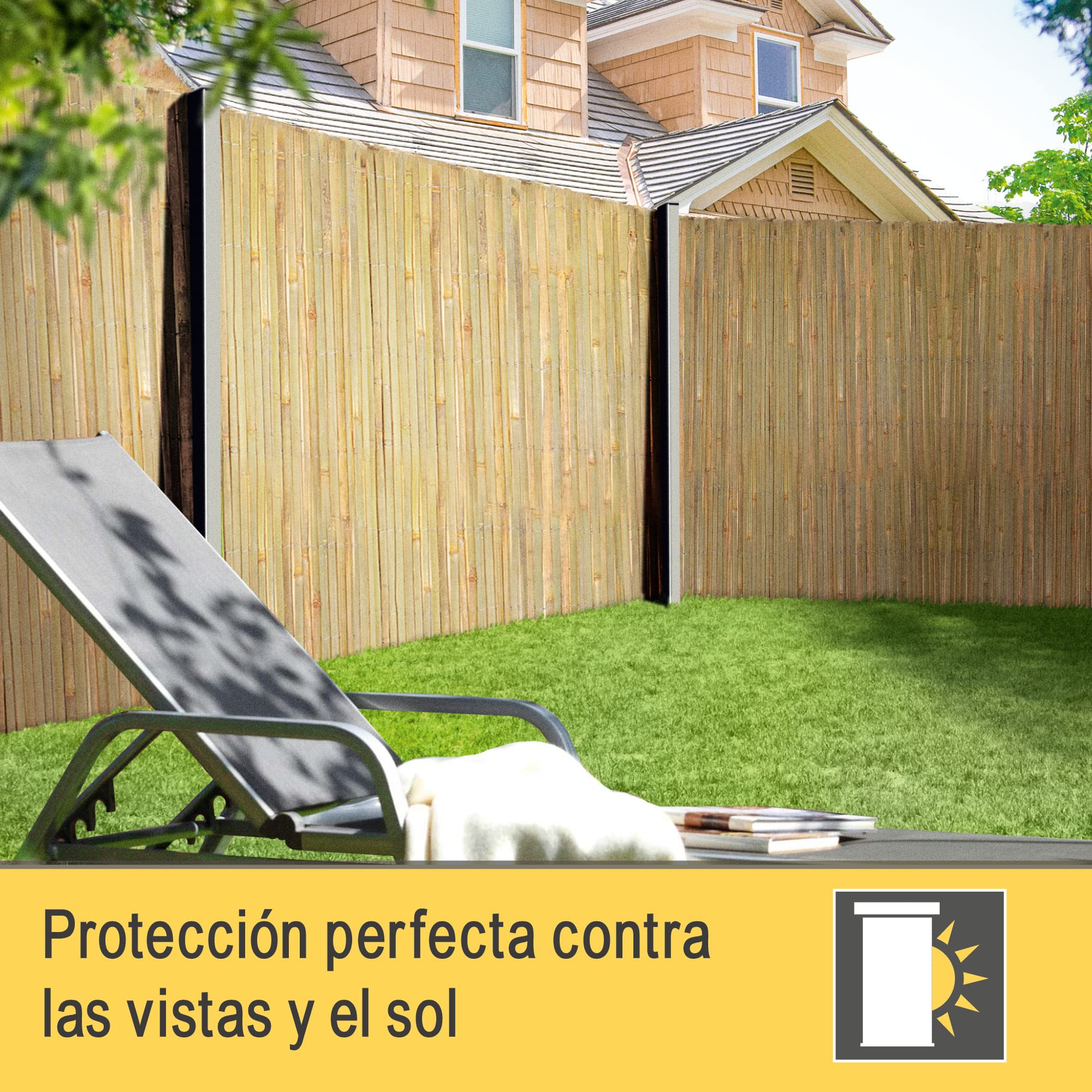Sol Royal FSC® Valla de Protección Bambú Natural 200x600 cm – Visual y Viento de Caña Balcones Terrazas y Jardín – Robusto Biombo de Bambú Resistente a la Intemperie – SolVision B89