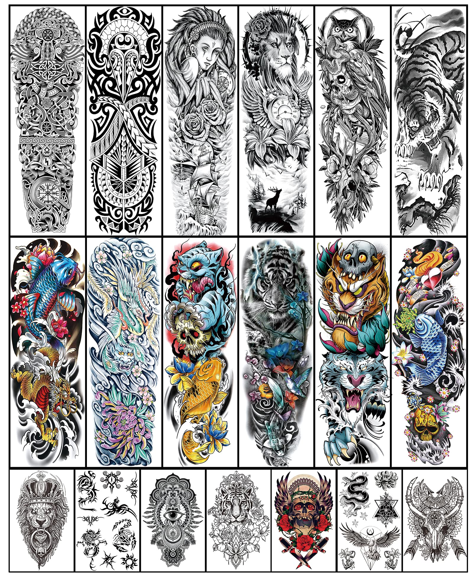 Aresvns Temporary Tatttoo for Men and Women,Temporary sleeve tattoo for adult,Waterproof full arm and half arm fake tattoos that look real and last long