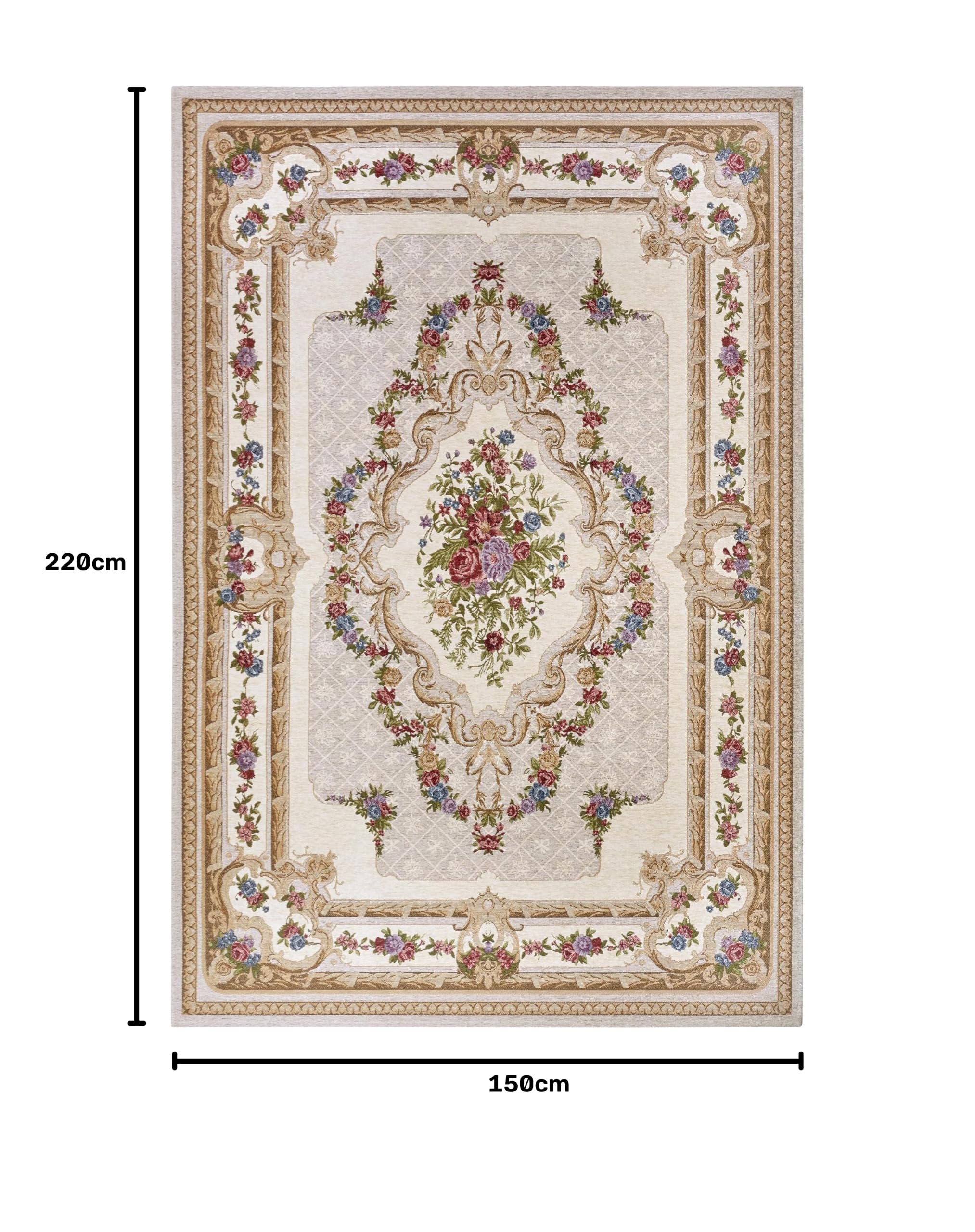 Hanse Home Hafsa Design Tapis Oriental tissé à Plat Motif Fleurs orientales, Dessous antidérapant, tissé de qualité supérieure, pour Salon, Chambre à Coucher, Salle à Manger, Couloir, crème,