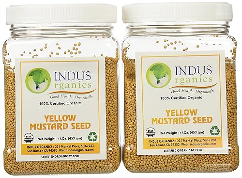 Indus Organics Mostaza Semillas, calidad premium, alta pureza, recién Packed