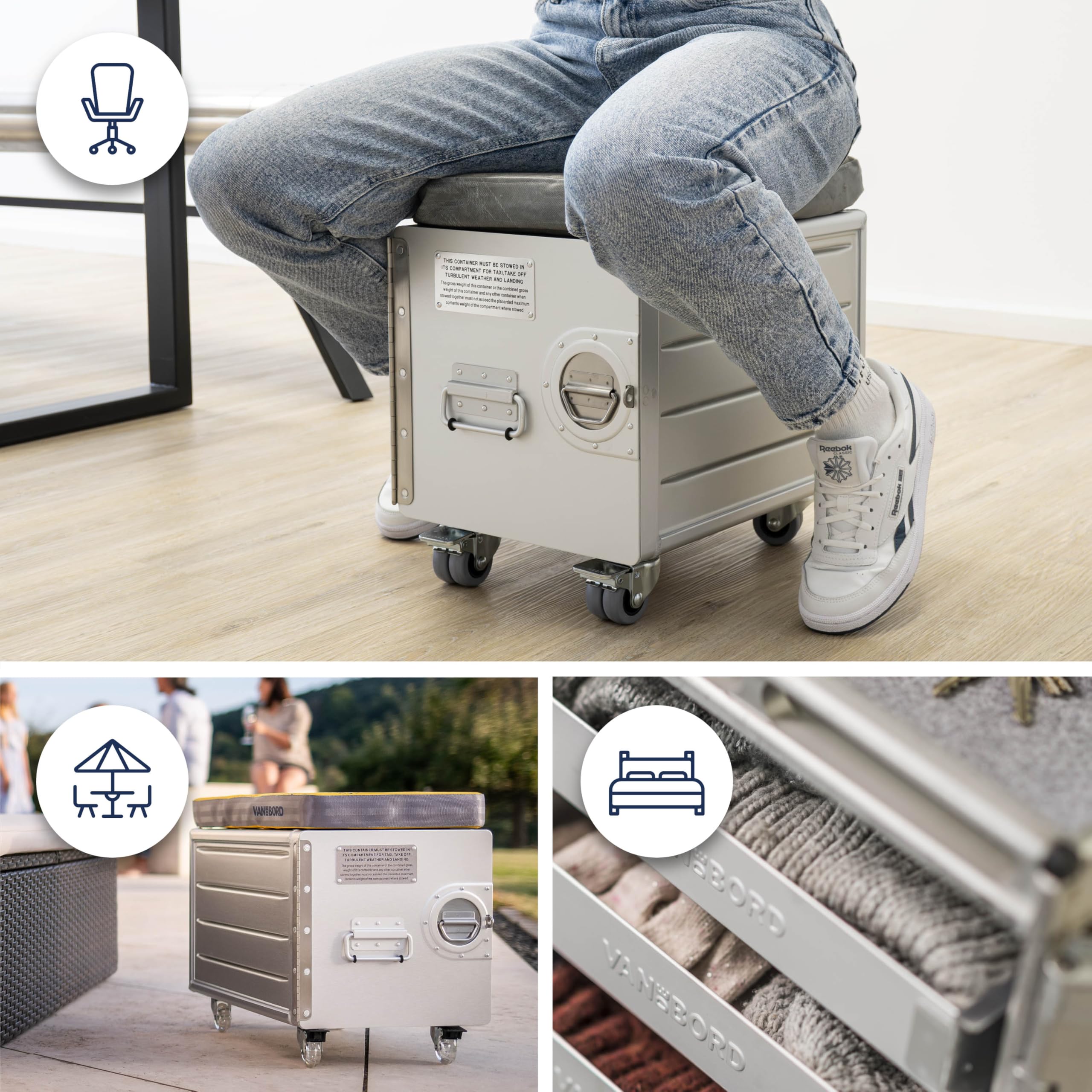 Hocker Büroschrank, Rollcontainer mit Schubladen, Lagerschrank Metall, Industrial Möbel, Schubladenschrank Werkstatt, vormontiert, 40,1 x 29,1 x 39,5, Bord Box M, Goldgelb, Stauraum 1