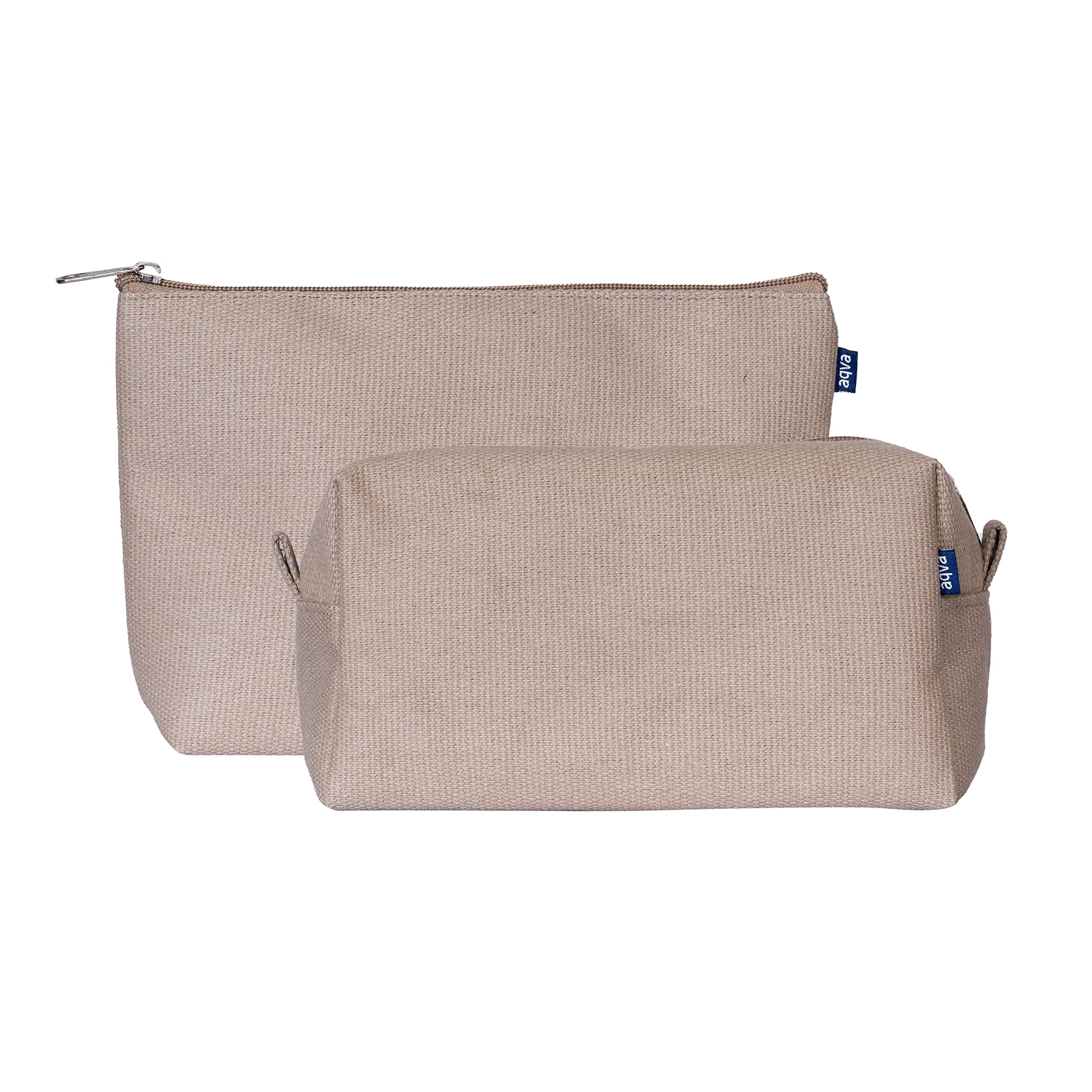 Cotton Canvas Plain Dyed Toiletry Cosmetic Pouch and Dopp Kit Sets Bags for Women for Travel,Multifunction Cosmetics Organizer Pouch (Craft)-image-22