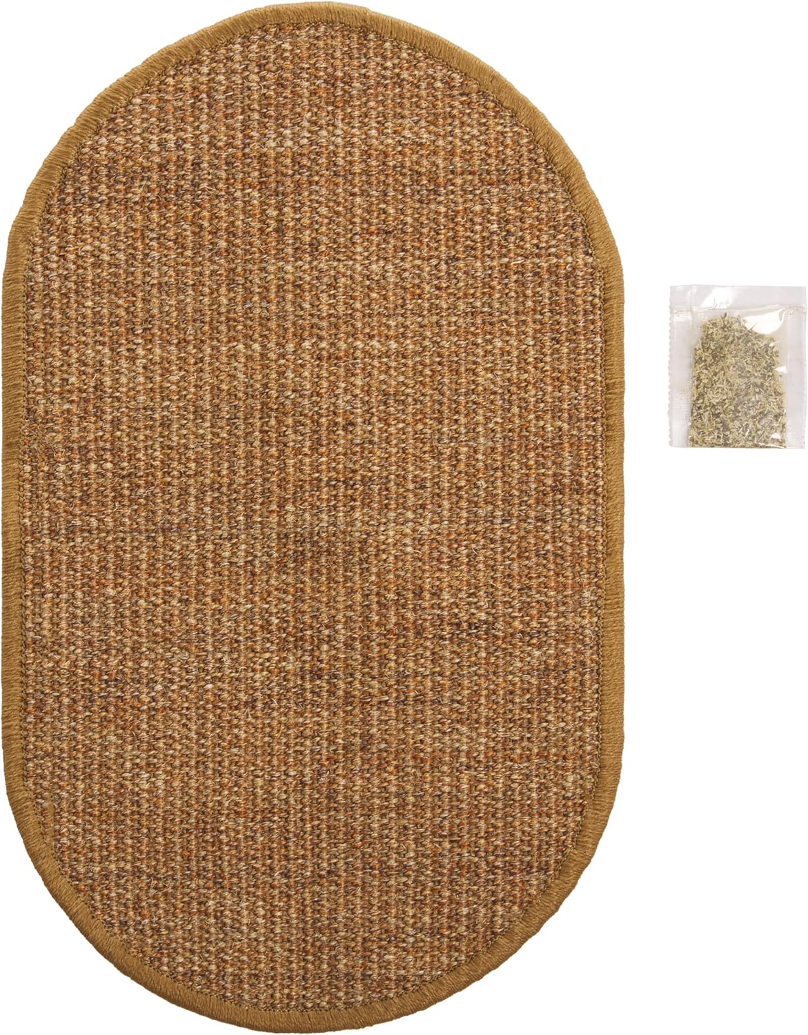 SAFAVIEH Cat Scratch Mat Pad Collection, 12" x 20" Oval, Brown, Sisal & Jute Boucle Weave, Velcro & Slip Resistant Backing