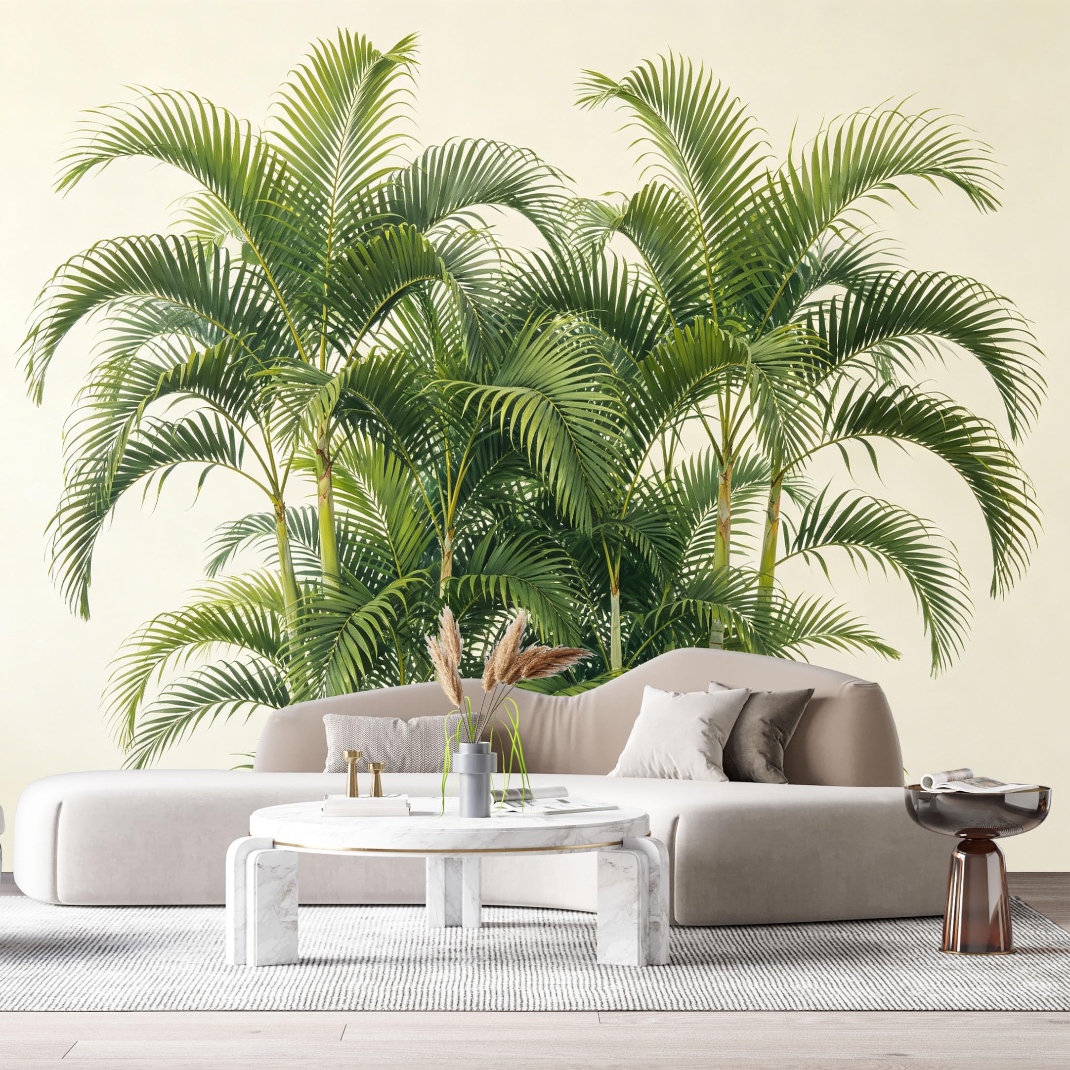 Custom Size Wall Murals Tropical Palm Leaves Botanical Jungle Watercolor SelfAdhesive Wall Fabric Removable Large Wallpaper for Photo Living Room