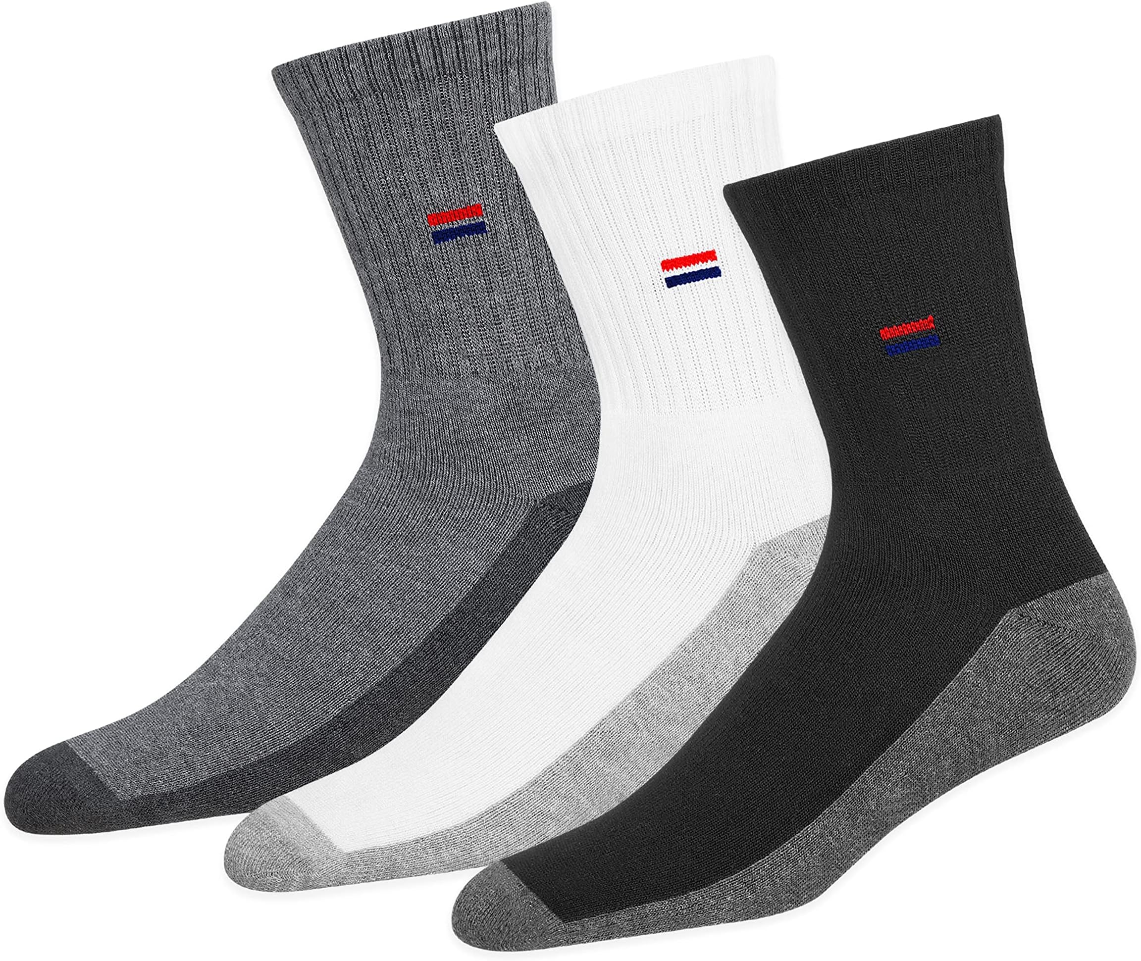 Men's Crew Length Cushion Cotton Socks (Pack of 3) (SF-B-1_Black) Free Size, Black, Free Size