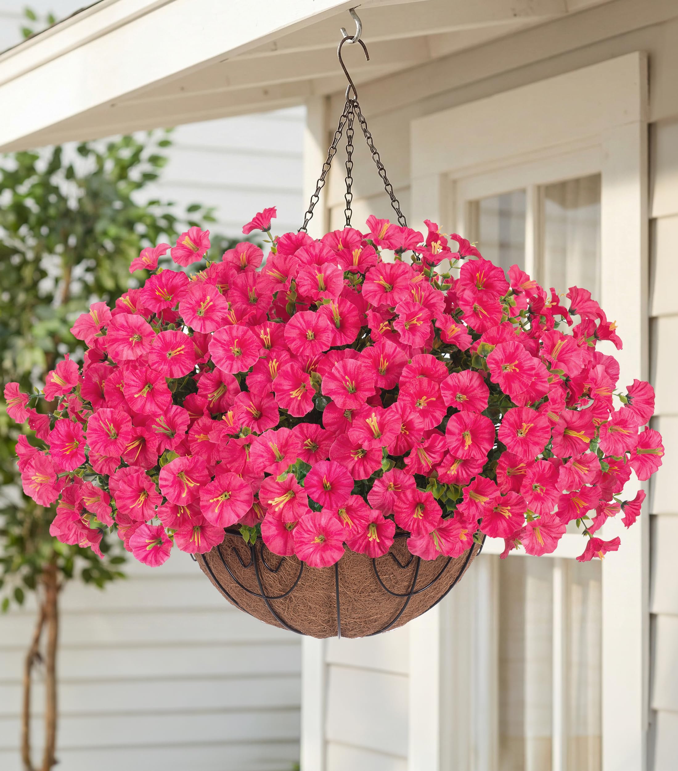 HyeFlora Artificial Morning Glory Hanging Basket