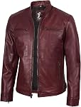 Decrum Leather Jacket Men - Cafe Racer Style Real Lambskin Leather Jackets for Mens