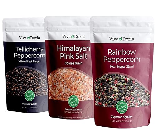 Viva Doria Himalaya Sal de color rosa de grano grueso, sal marina de cristal, (paquete de especias)