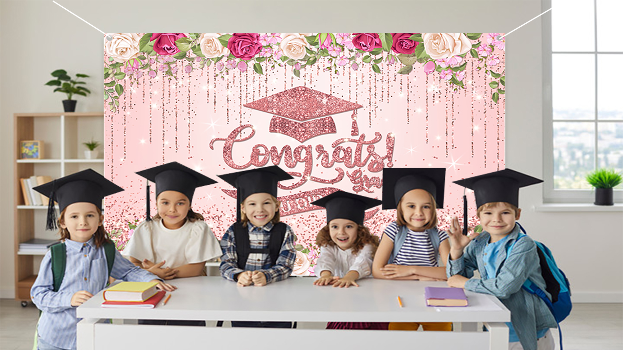 Fotohintergrund Für Krankenschwestern-Abschluss – 1,8x1,1 M, Rosa „Congrats You Earned It“