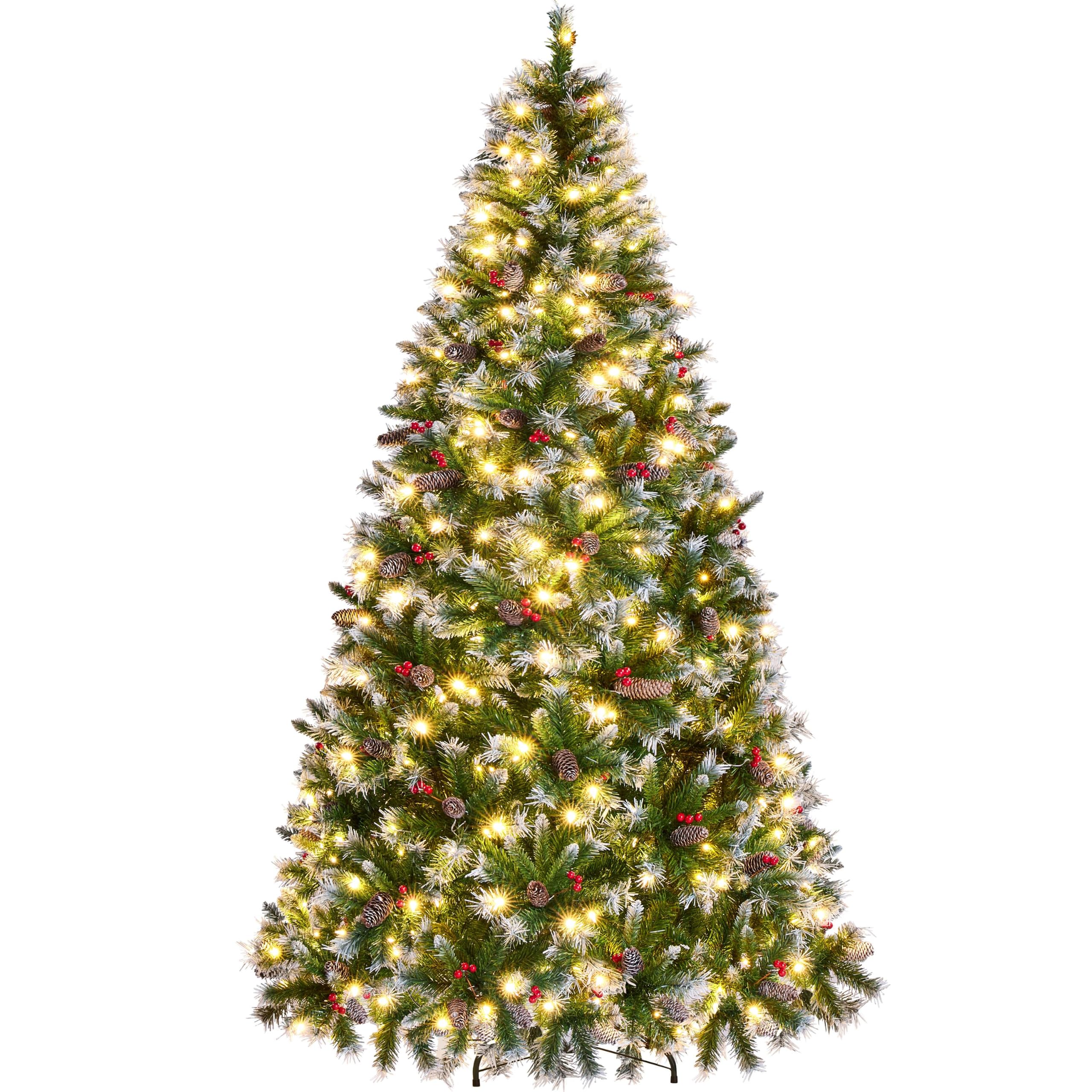 Yaheetech 7ft Pre-lit Christmas Tree with Pinecones, Warm White Lights — image 1
