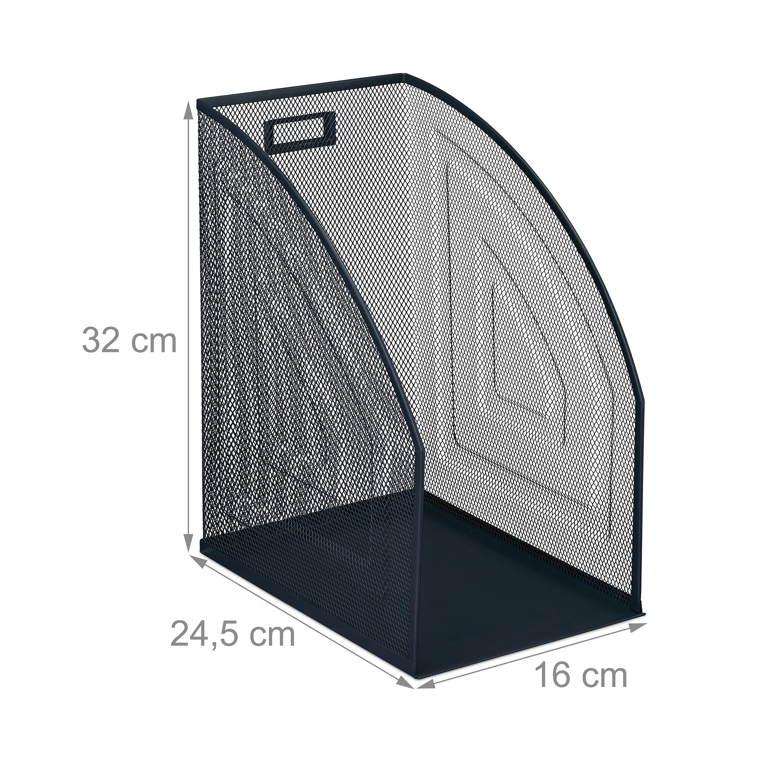 Relaxdays 3 x raccoglitori Verticali, Formato DIN A4, Design a Rete, 32 x 16 x 24,5 cm, Ufficio e Home Office, Metallo, Antracite