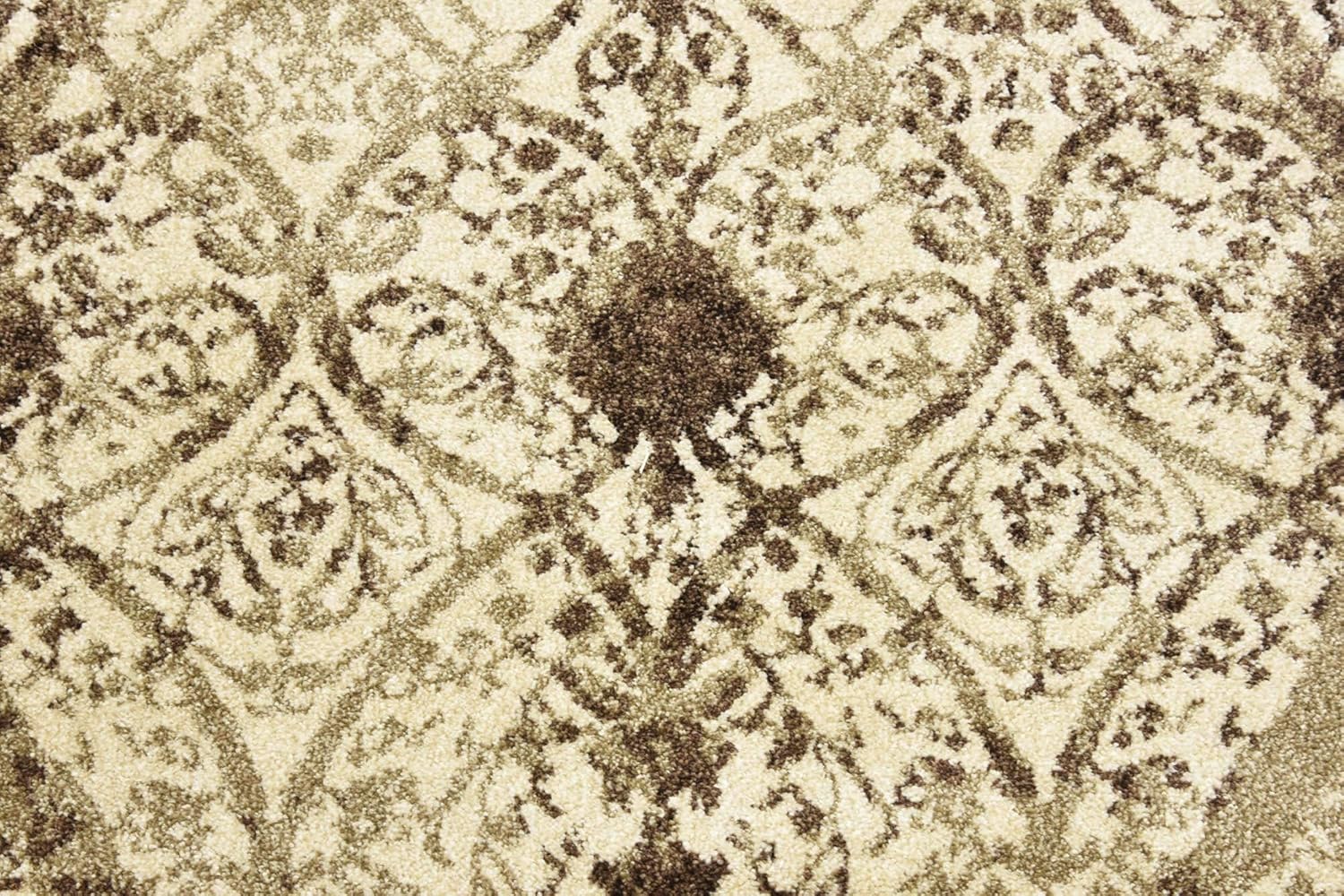 Unique Loom La Jolla Collection Vintage, Contemporary, Border, Ornate, Traditional Area Rug (3' 3 x 3' 3 Round, Brown/Ivory)