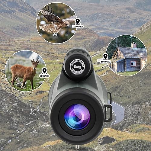 Miniatura 4 de Astromania Monoculares de prisma de alta potencia 8X42 BAK4, impermeable, compacto monoscopio de mano para observación de aves, regalos de viaje