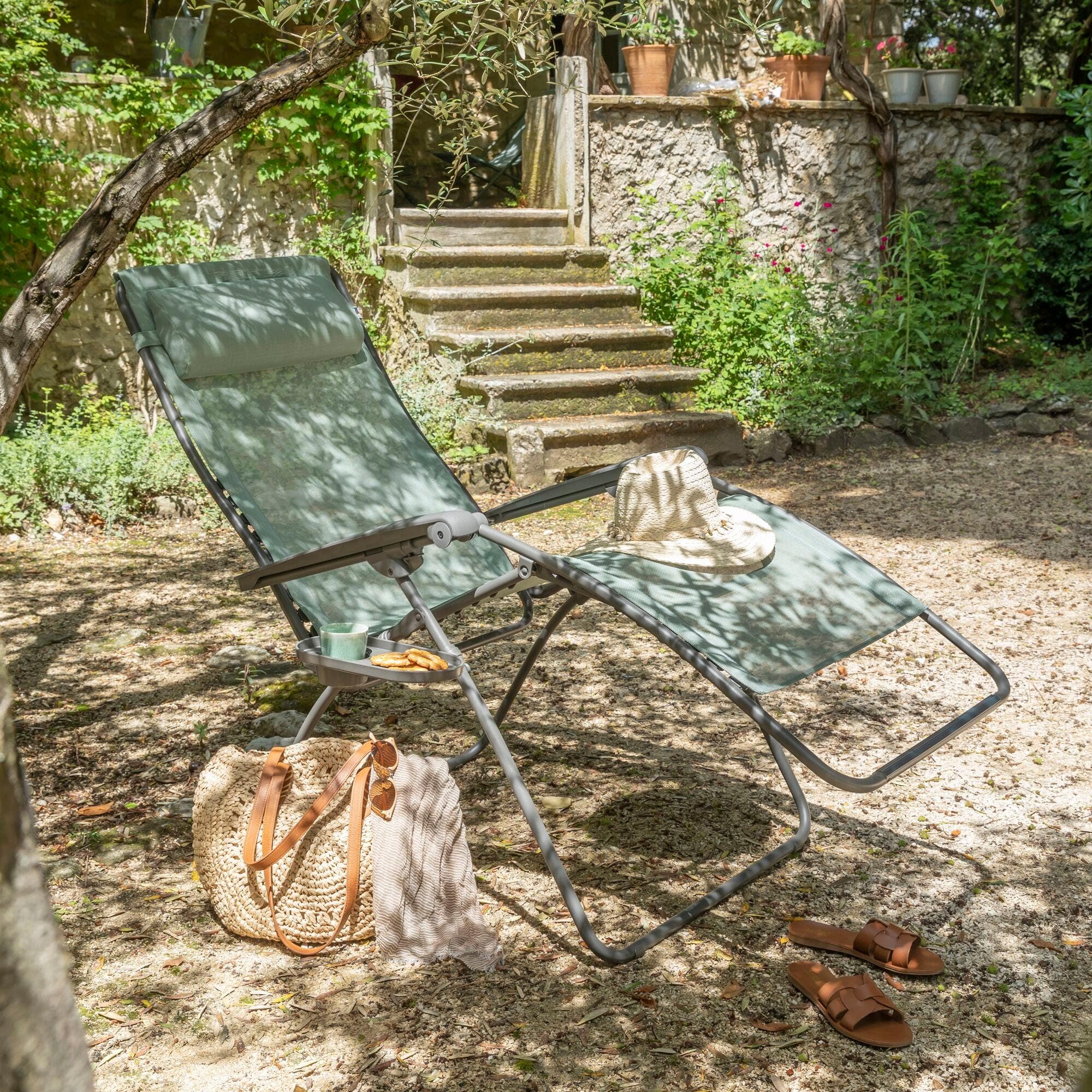 Lafuma - Fauteuil Relax Zéro Gravité XL | Fabriqué en FRANCE - Garantie 5 ans - Vert - Maintien ferme de tout le dos, Résiste aux UV et à la pluie
