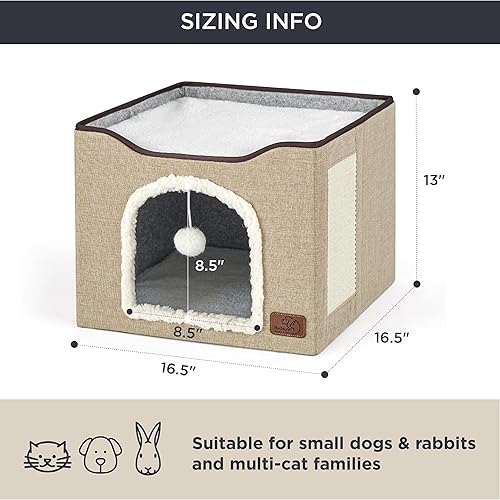 Miniatura 65 de Bedsure Casa para gatos de 2 pisos, condominios para gatos de interior con almohadilla para rascar y colgar bolas esponjosas, muebles pequeños