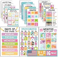 Vista 9 de Hadley Designs 16 pósteres educativos para decoración del aula, carteles educativos de pizarra para niños de 1 a 3 años, póster de aprendizaje