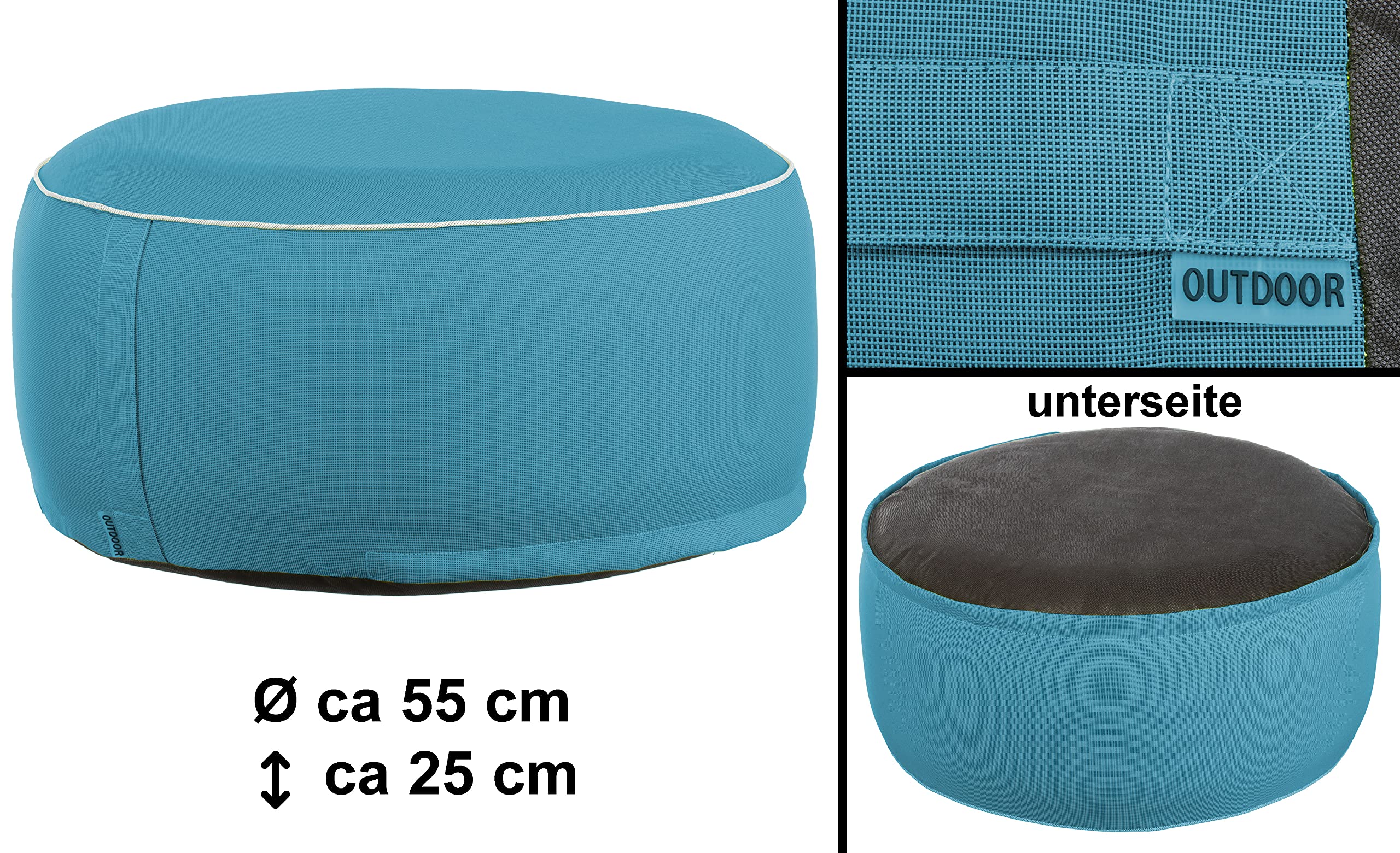 Brandsseller Pouf Gonfiabile per Esterni, Pouf Ø 55 x 25 cm, Impermeabile per Giardino, Terrazza, Soggiorno e Spiaggia, Resistente alle Intemperie e Facile da Pulire