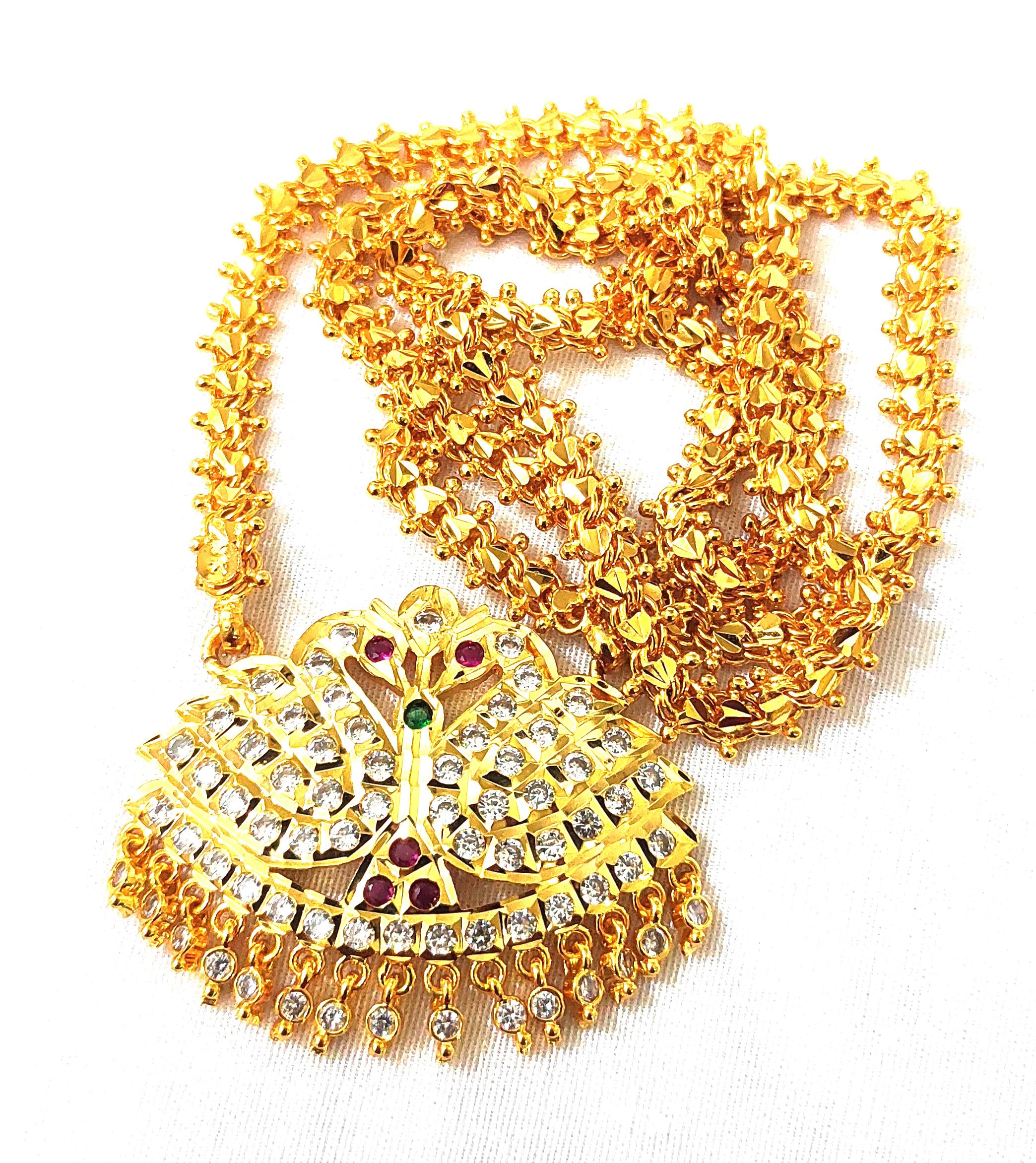 Samukkaras Fashions One Gram Micro Gold Plated Long Chain with Bird Design Impon Stone Dollar for Womens and Girls/Impon Dollar Chain for Womens (B0D5YWRHMD) Amazon Price History, Amazon Price Tracker