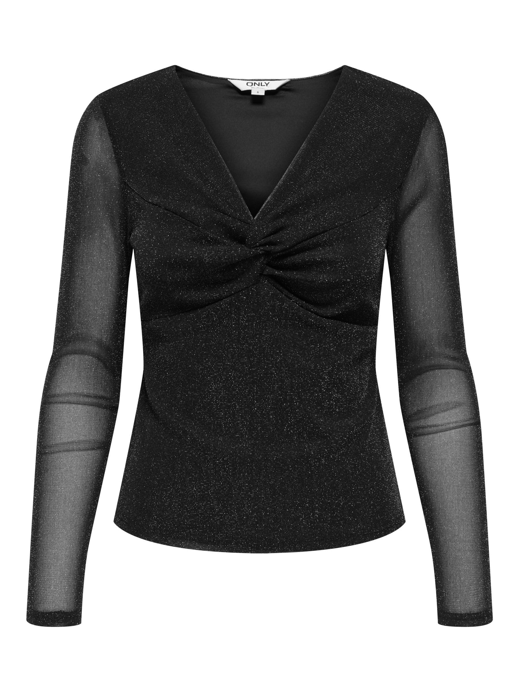 ONLY Damen Only Female Top Onlmella Top Onlmella L/S Knot Glit Top WVN (1er Pack)