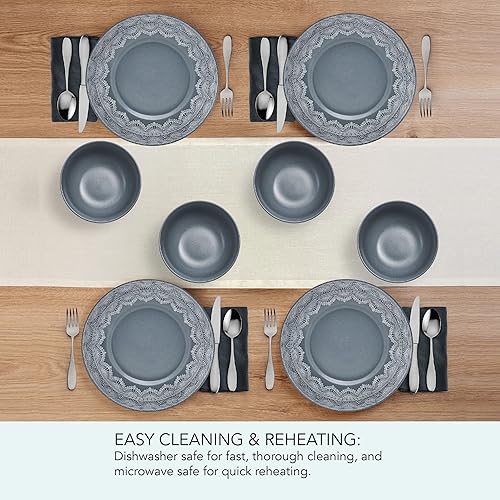 Miniatura 5 de Pfaltzgraff Valerie - Juego de vajilla de 12 piezas, servicio para 4, color azul