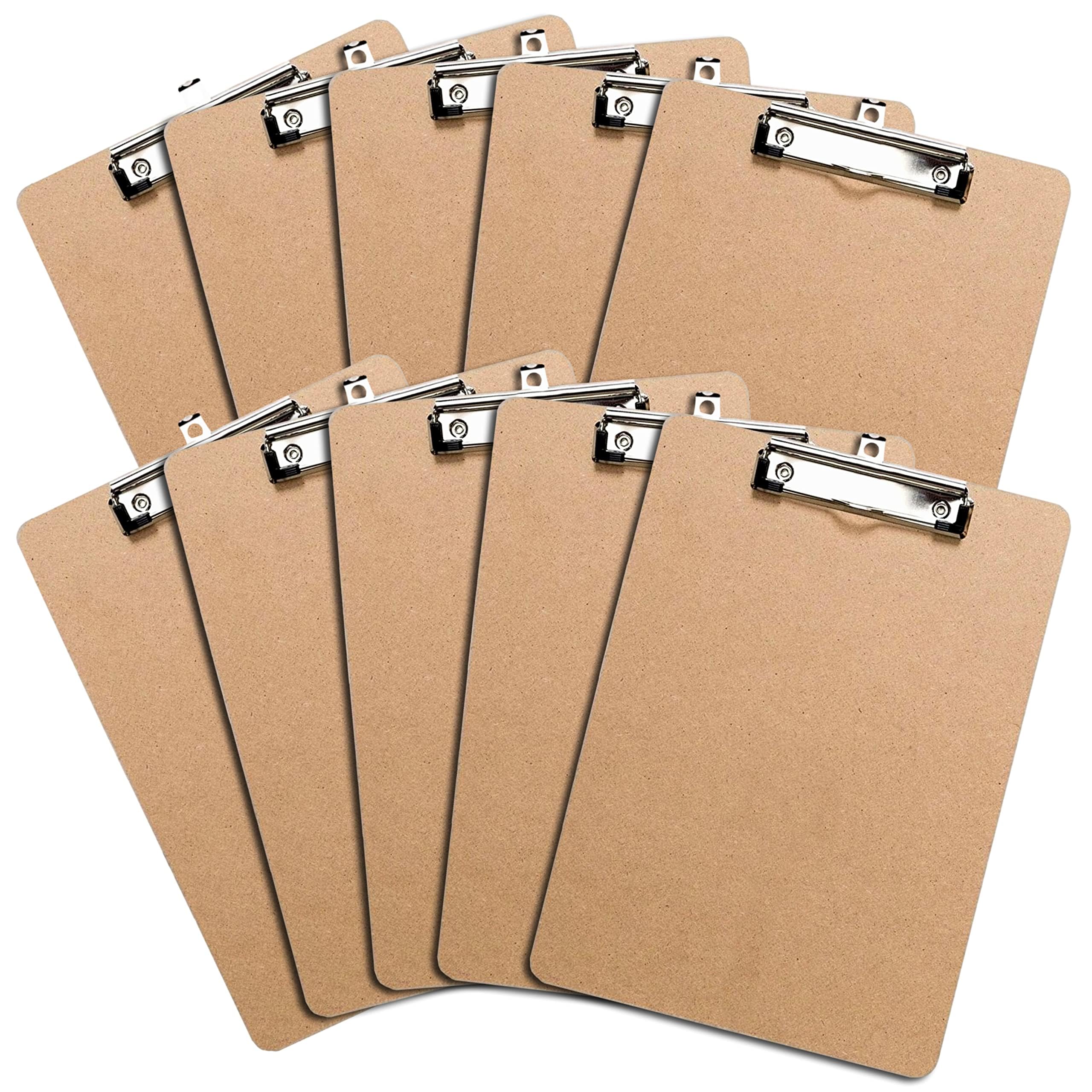 Letter Size Clipboards with Low Profile Clip (Set of 10) - Wood Clipboards Bulk 10 Pack, Heavy Duty Clipboard, Back to School Teacher Classroom Supplies, School Supplies for College Students