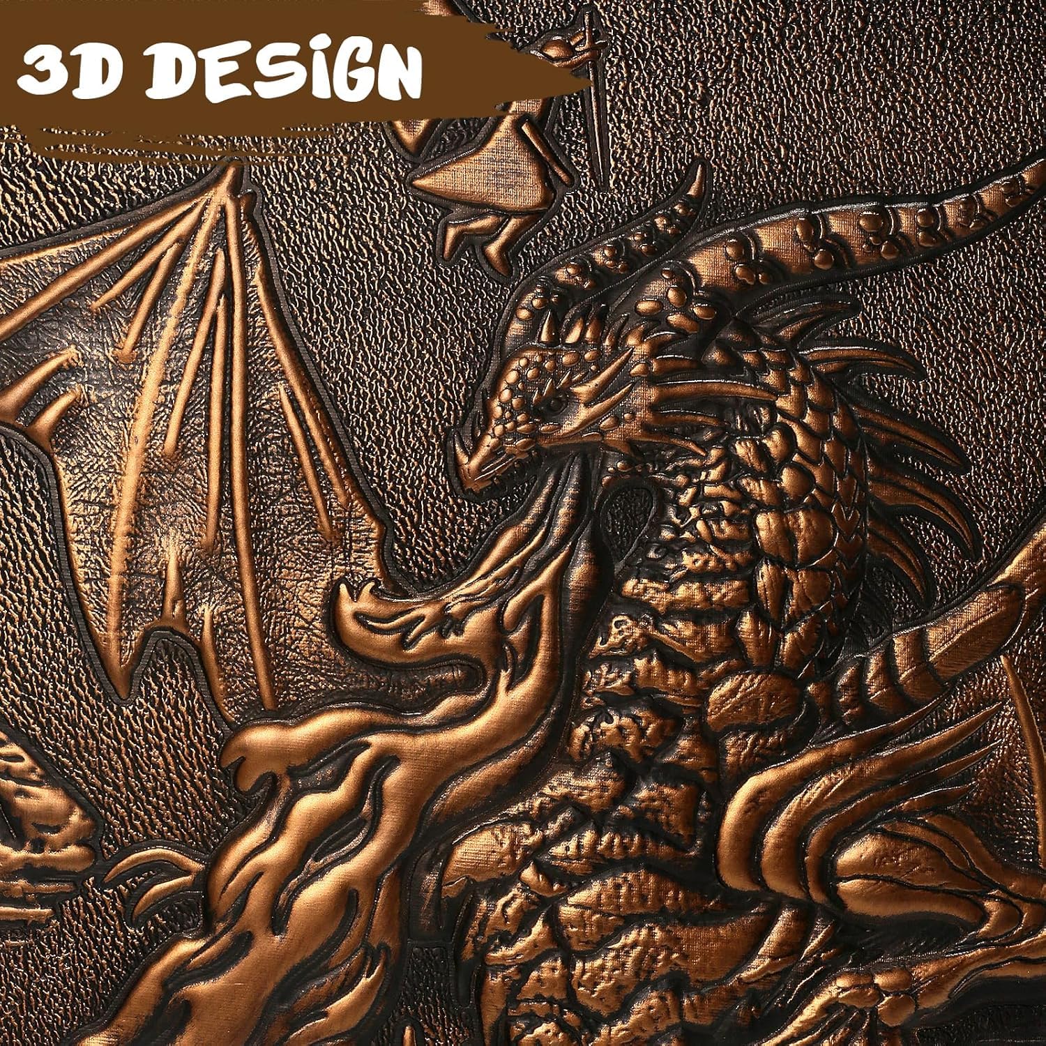 LIEFY DND DM Screen – D&D Dungeon and Dragons – Schermo da gioco in ecopelle 3D goffrata con motivo drago e 4 pannelli con tasche – Regalo DND – Accessori DND (Copper)