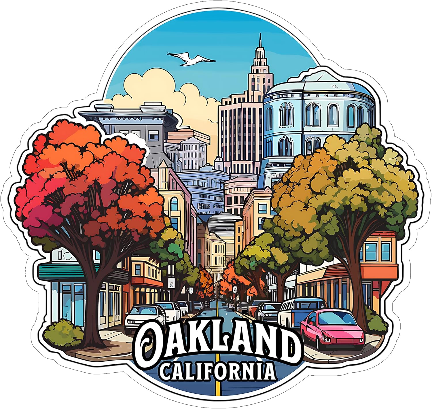 Oakland California Sticker 4 Inch Travel Souvenir City Destination - Waterproof Vinyl Decal for Laptop Water Bottle Car Tumbler - Durable Aesthetic Long-Lasting Stickers for Adults ID44990