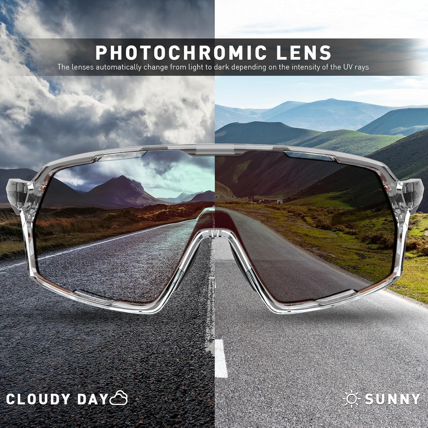 KAPVOE Photochromic Cycling Glasses Sports Sunglasses for Men Women UV400 Protection Bicycle MTB Mountain Bike K160 - Image 3