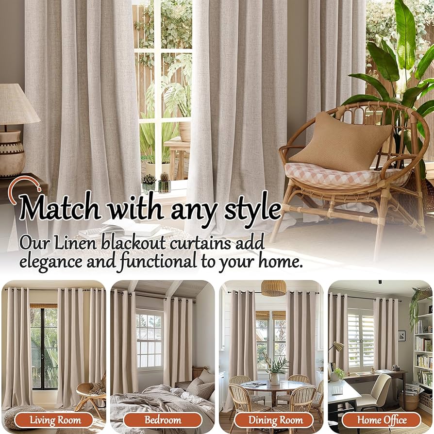 Amazon.com: Lajode Beige 100% Blackout Curtains for Living