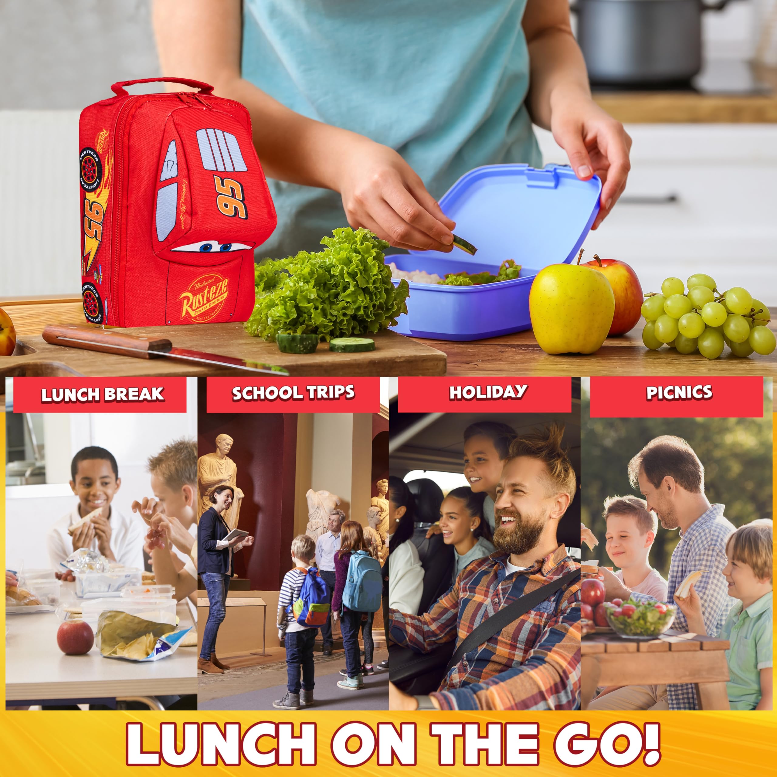 Disney Cars Borsa Porta Pranzo Bambini Borsetta Termica Pranzo Lightning McQueen Snacks Portamerenda Scuola Vacanza Picnic Regalo Bambino