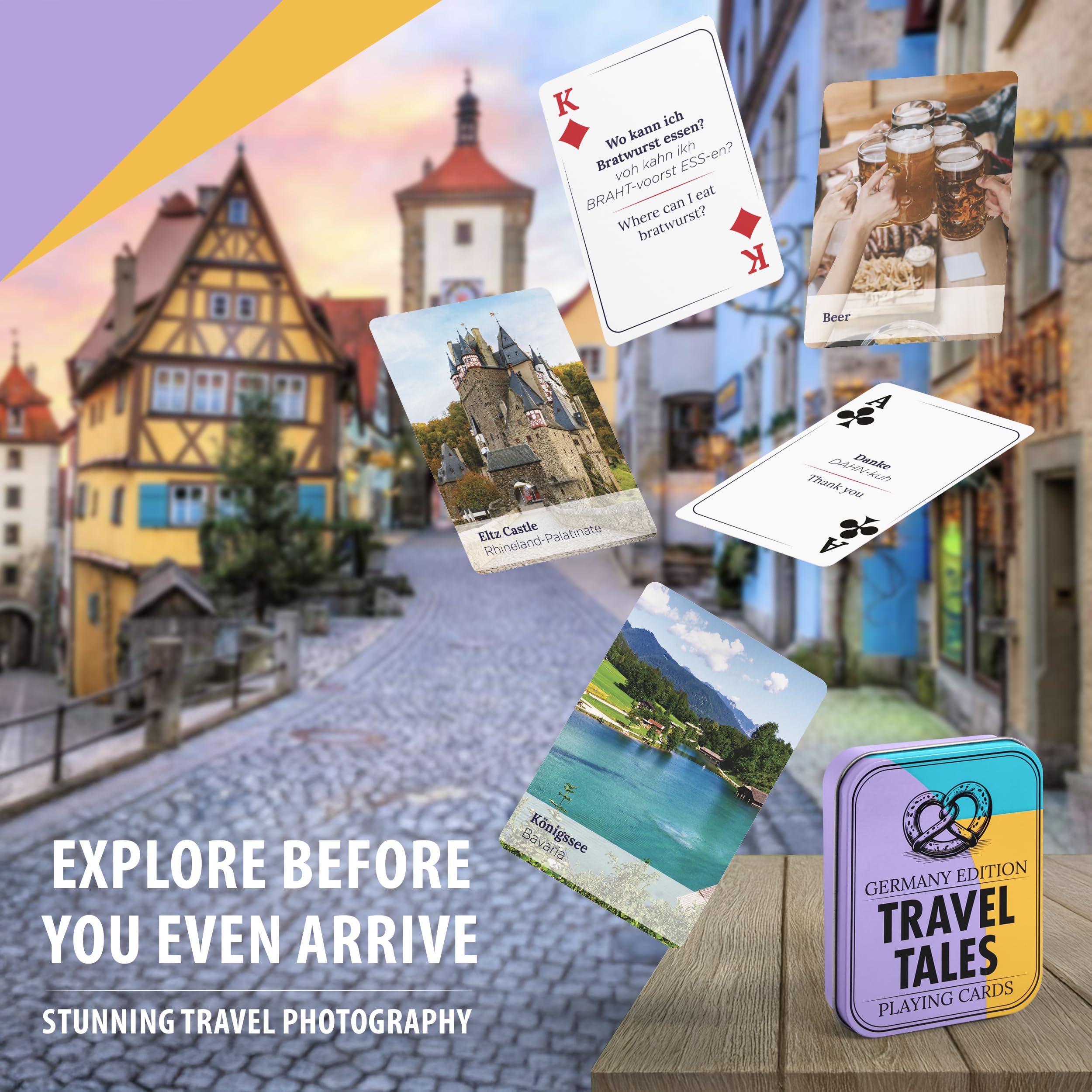 All7s Travel Tales Germany Edition - German Playing Cards for Adults - Language Learners - Gift for Travelers