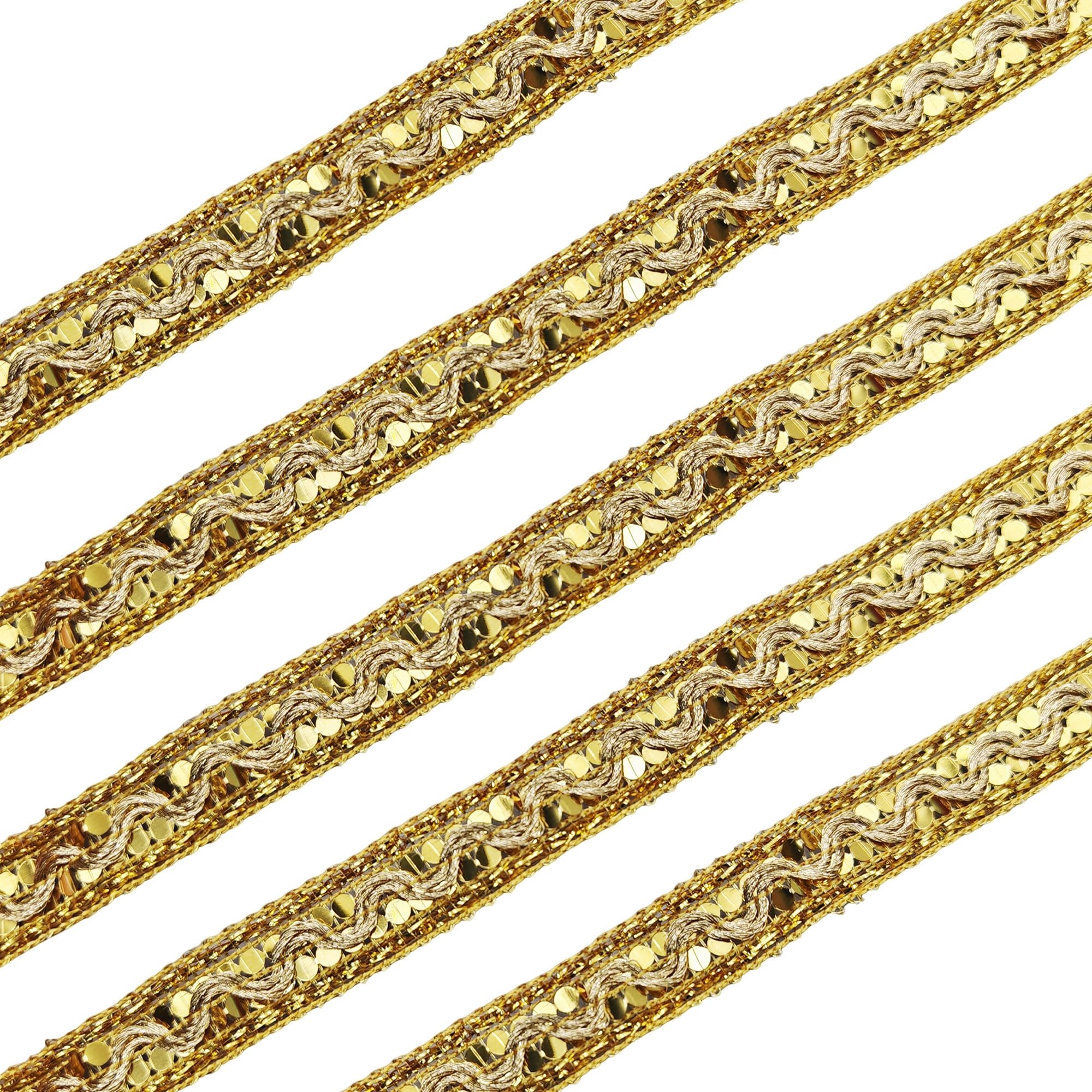Treccia in Pizzo Bordo Dorato Tessuto Nastro Pizzo Dorato Nastro in pizzo dorato a treccia metallica Bordo Dorato Tessuto Passamaneria per matrimoni artigianato e cucito natalizie (A)