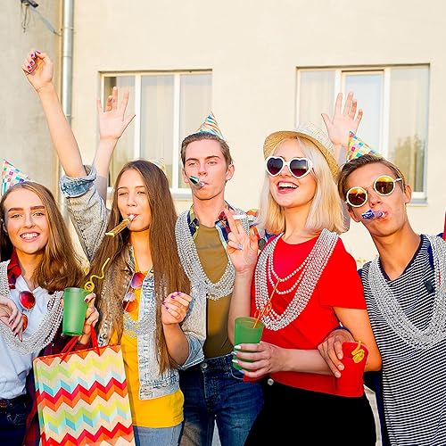 Miniatura 6 de 100 collares de cuentas, cuentas de Mardi Gras plateadas, recuerdos de fiesta, collares de juguete de Navidad de 33 pulgadas, disfraz de desfile de