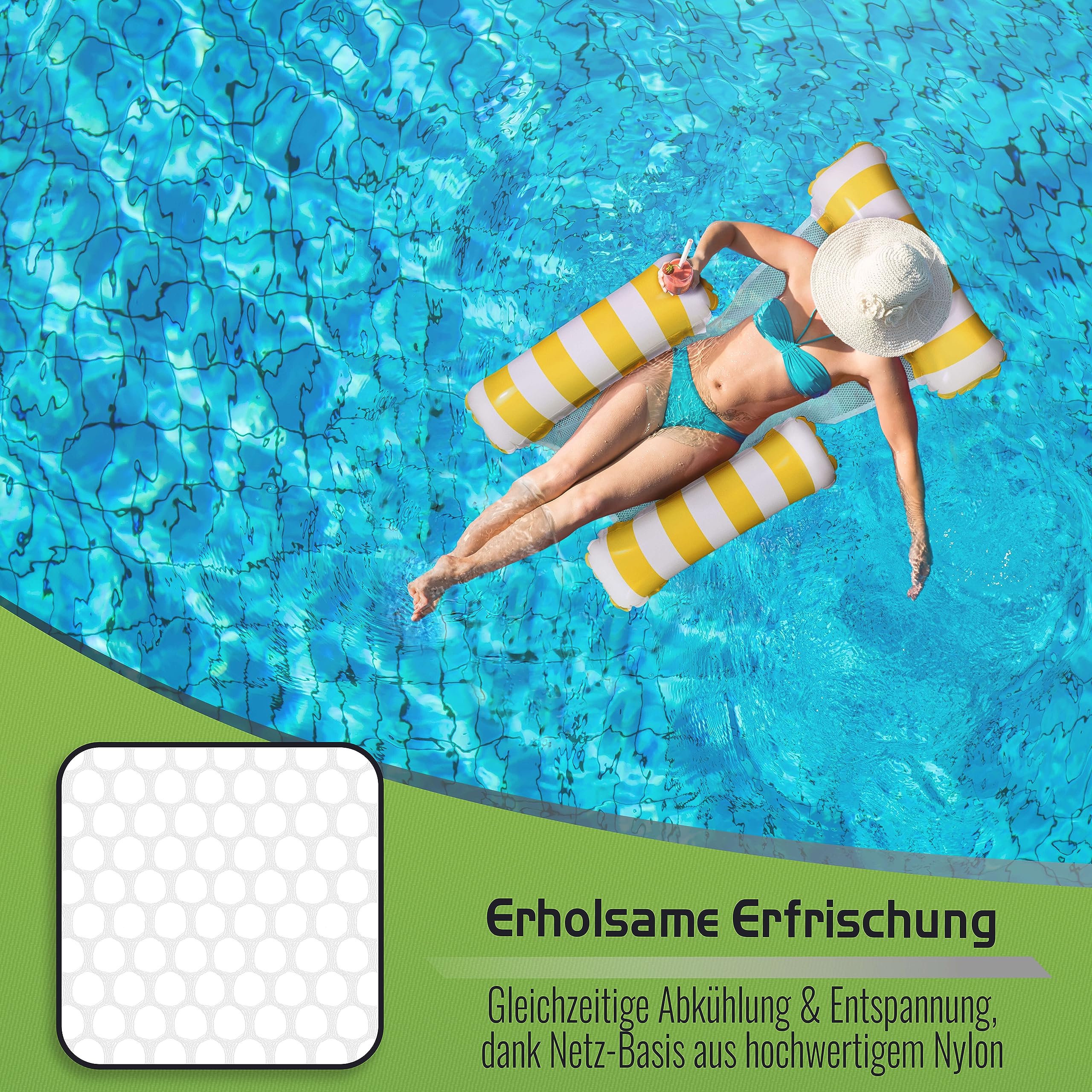 Balinco - Materasso ad aria per piscina, sedia gonfiabile, sedia da piscina con schienale e braccioli, sedia per prendere il sole, sedia relax