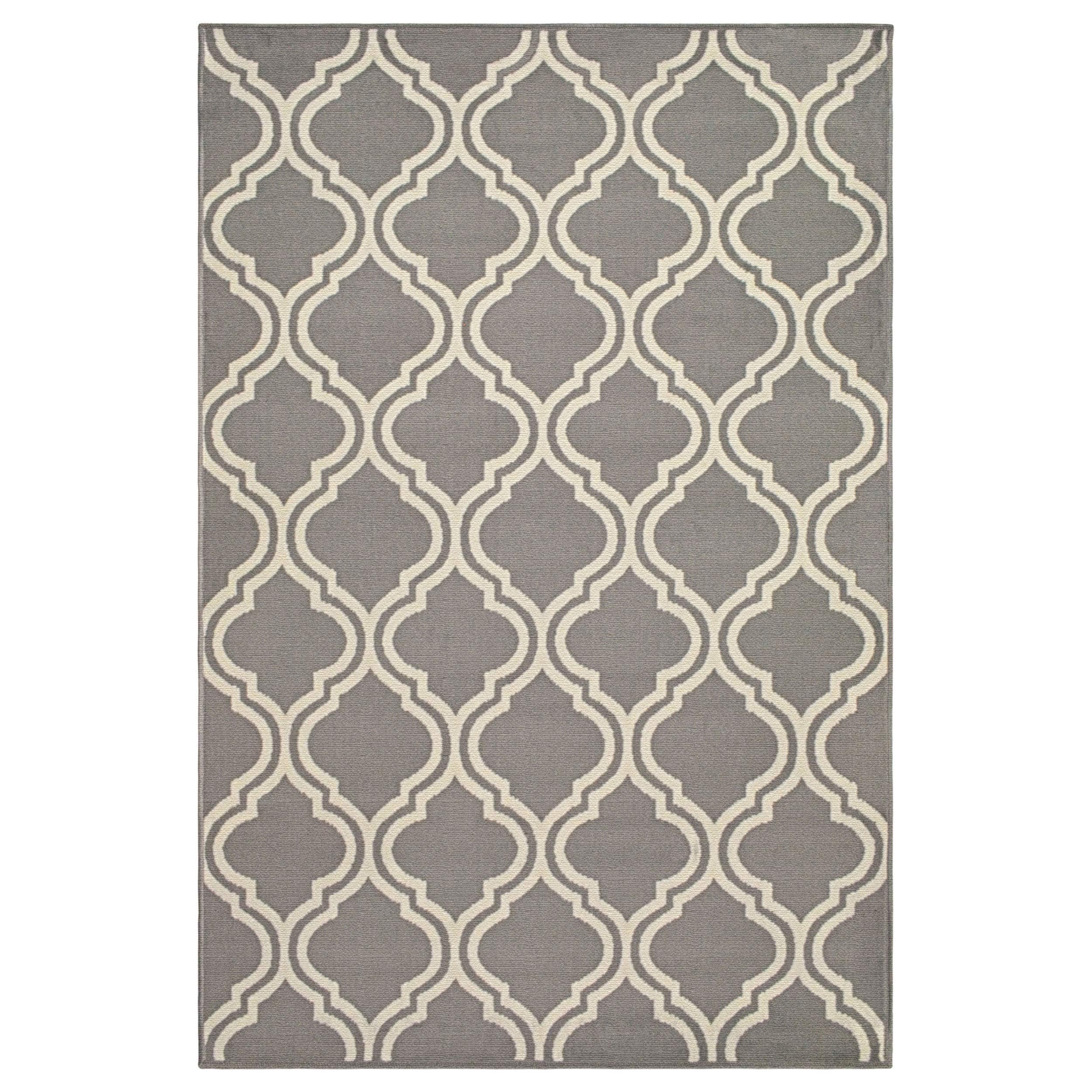 Superior Indoor Area Rug, Jute Backing Rugs, Modern Floor Decor for Entryway, Hallway, Kitchen, Office, Bedroom, Living Room, Dining Room, Nursery, Elegant Double Trellis, 5' x 8', Grey