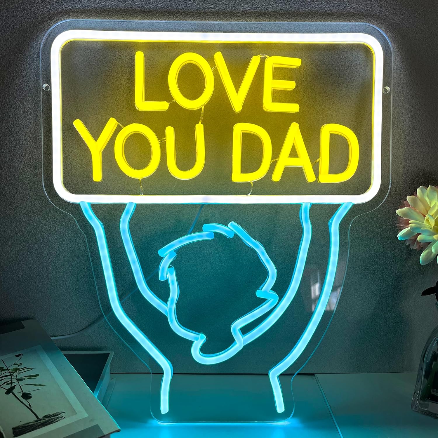 Fathers Day Gift Dad Birthday Gift Neon Sign Dad Gifts from Daughter Love You Dad From Daughter Son Wife Dad Room Decor Led Lights for Bedroom Valentines Ideas Gifts
