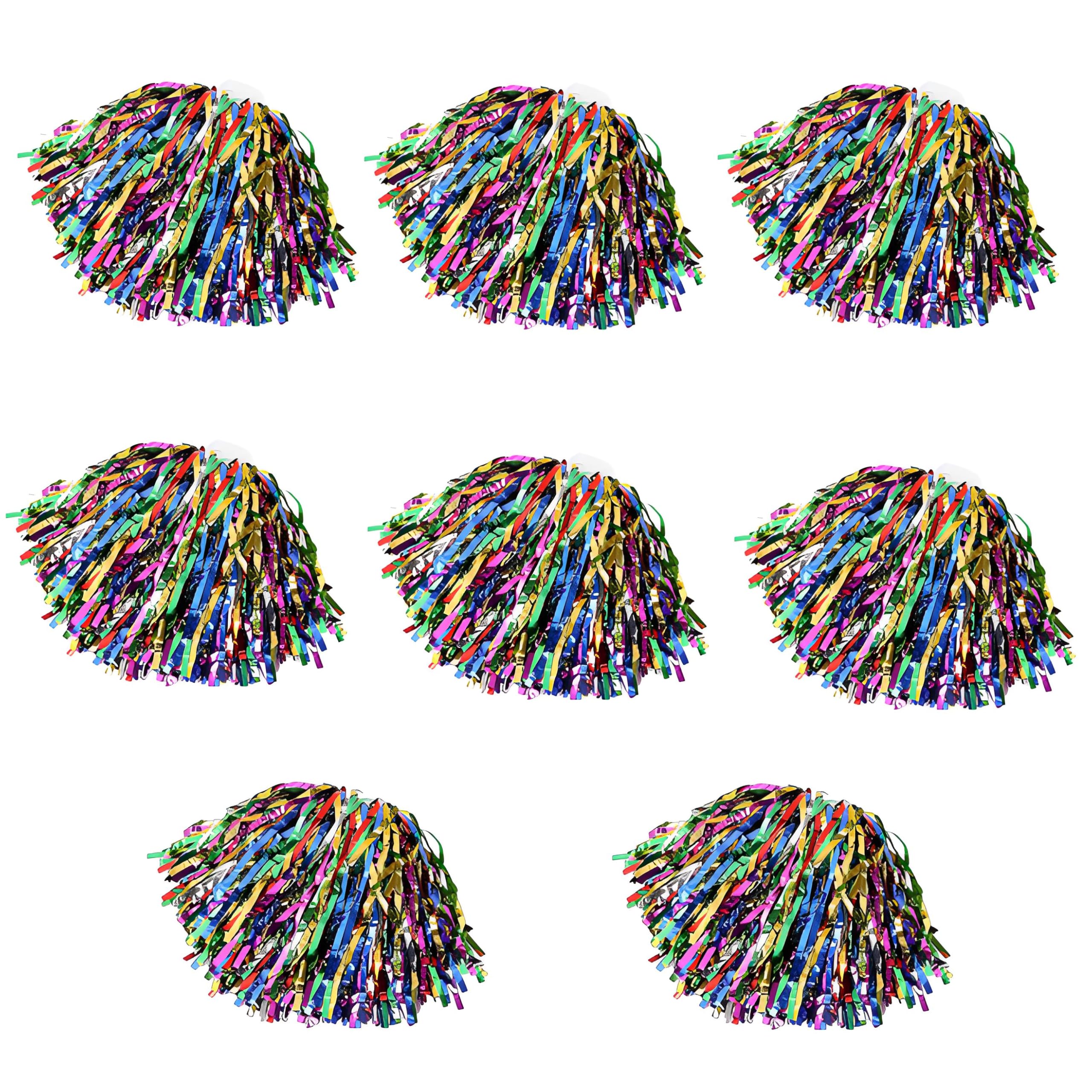 8 Piezas Pompones Animadora Pompones de Colores para Animadoras Pompones Animadora Niña Pompon Animadora con Asa para Eventos Deportivos Juegos Escolares Fiestas de Baile y Raves — view 7