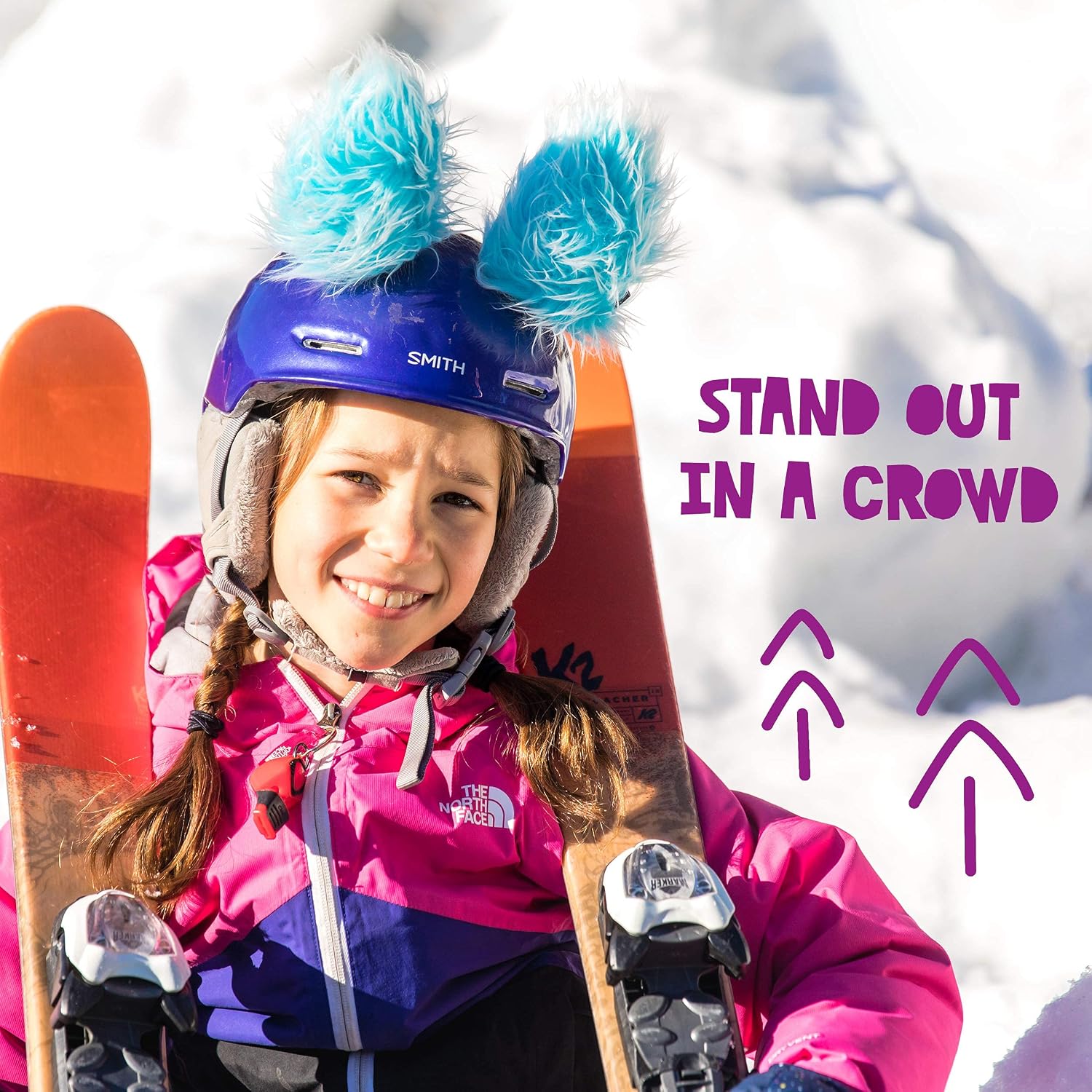 Parawild Lynx Helmet Accessories w/Sticky Hook & Loop Fastener Adhesive (Helmet not Included), Fun Helmet Bunny/Rabbit Ears/Covers for Snowboarding, Skiing, Biking for Kids, Toddlers and Adults